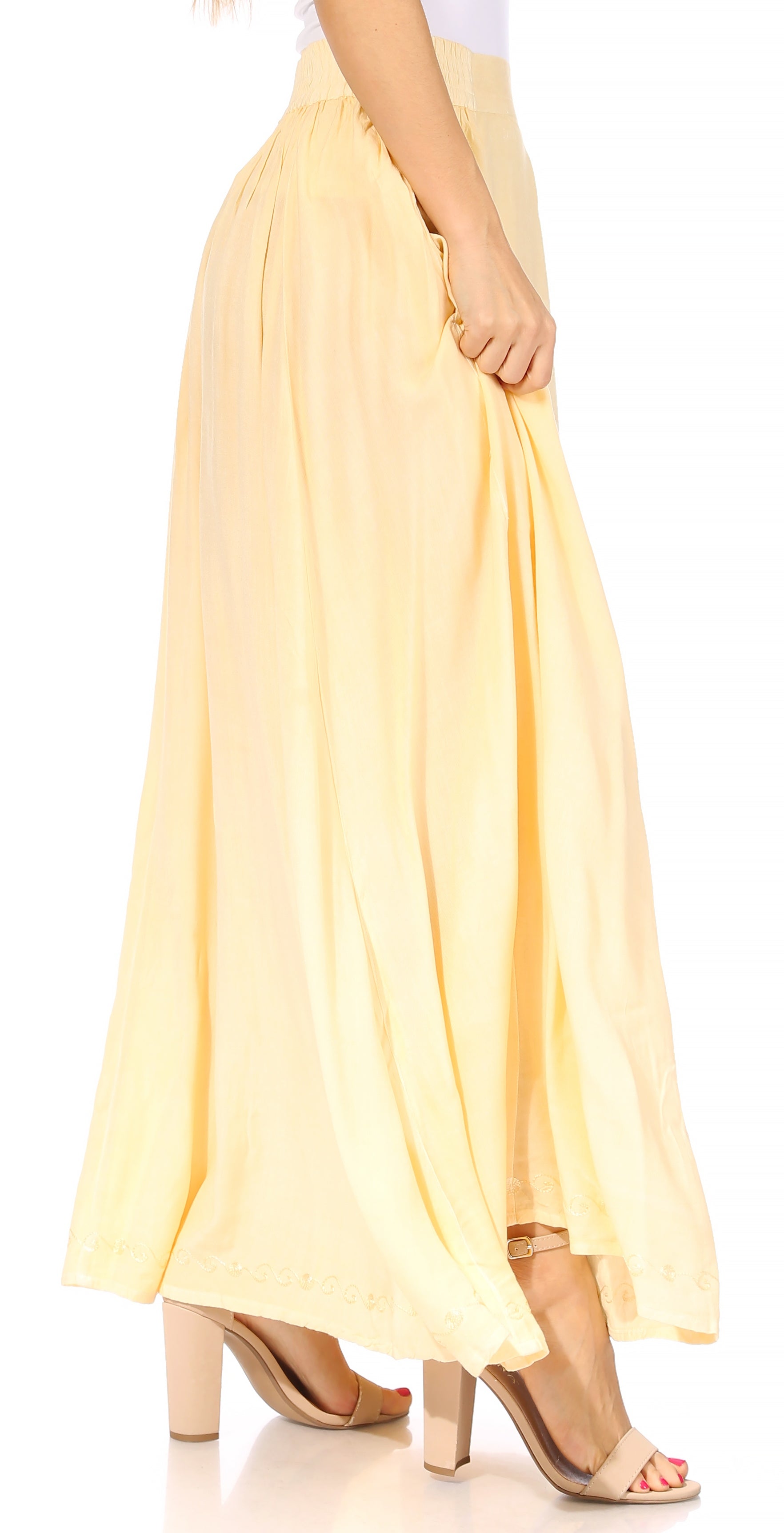 Sakkas - Noemi Long Maxi Boho Skirt Elastic Waist & Pockets