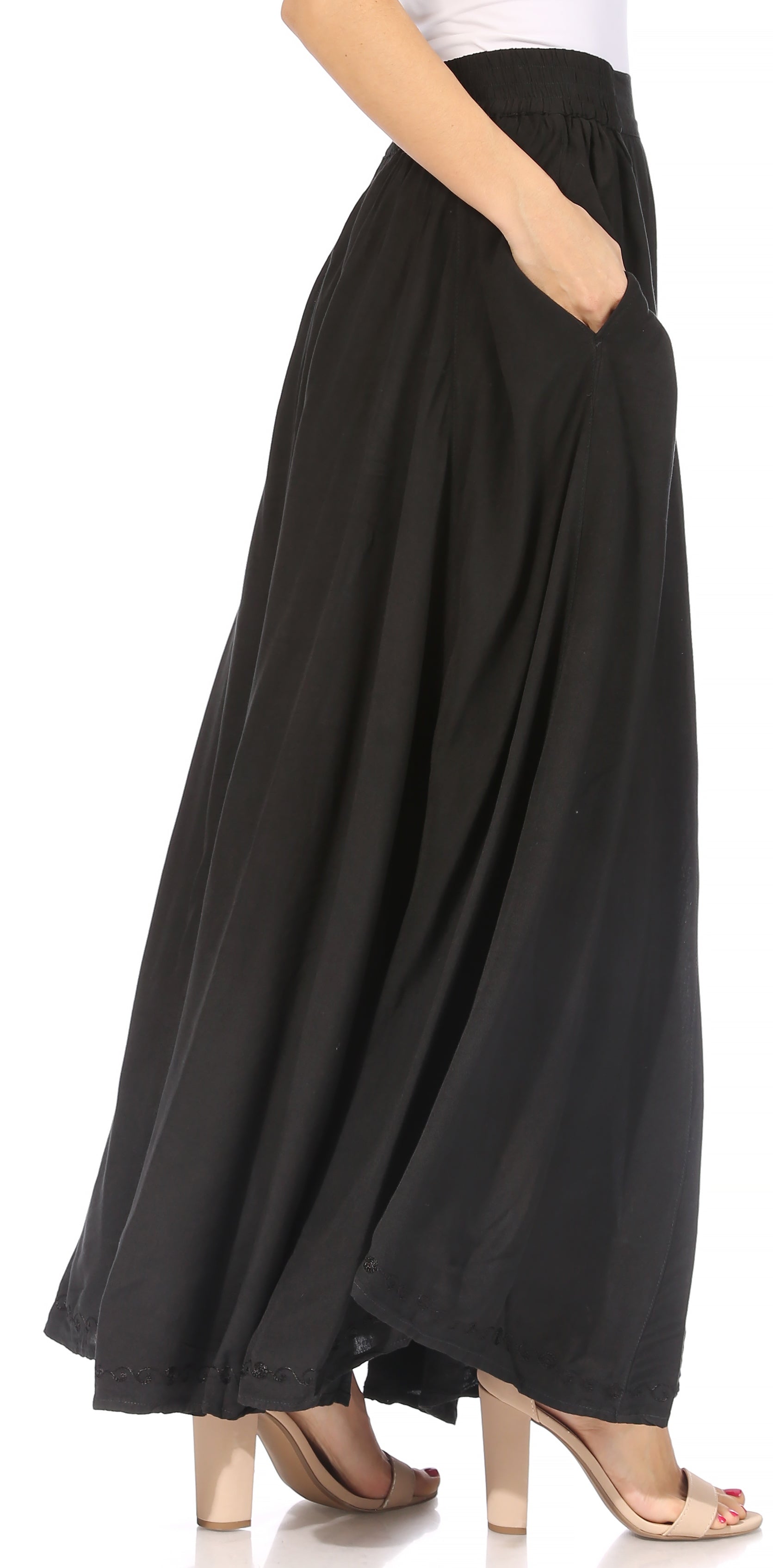 Sakkas - Noemi Long Maxi Boho Skirt Elastic Waist & Pockets