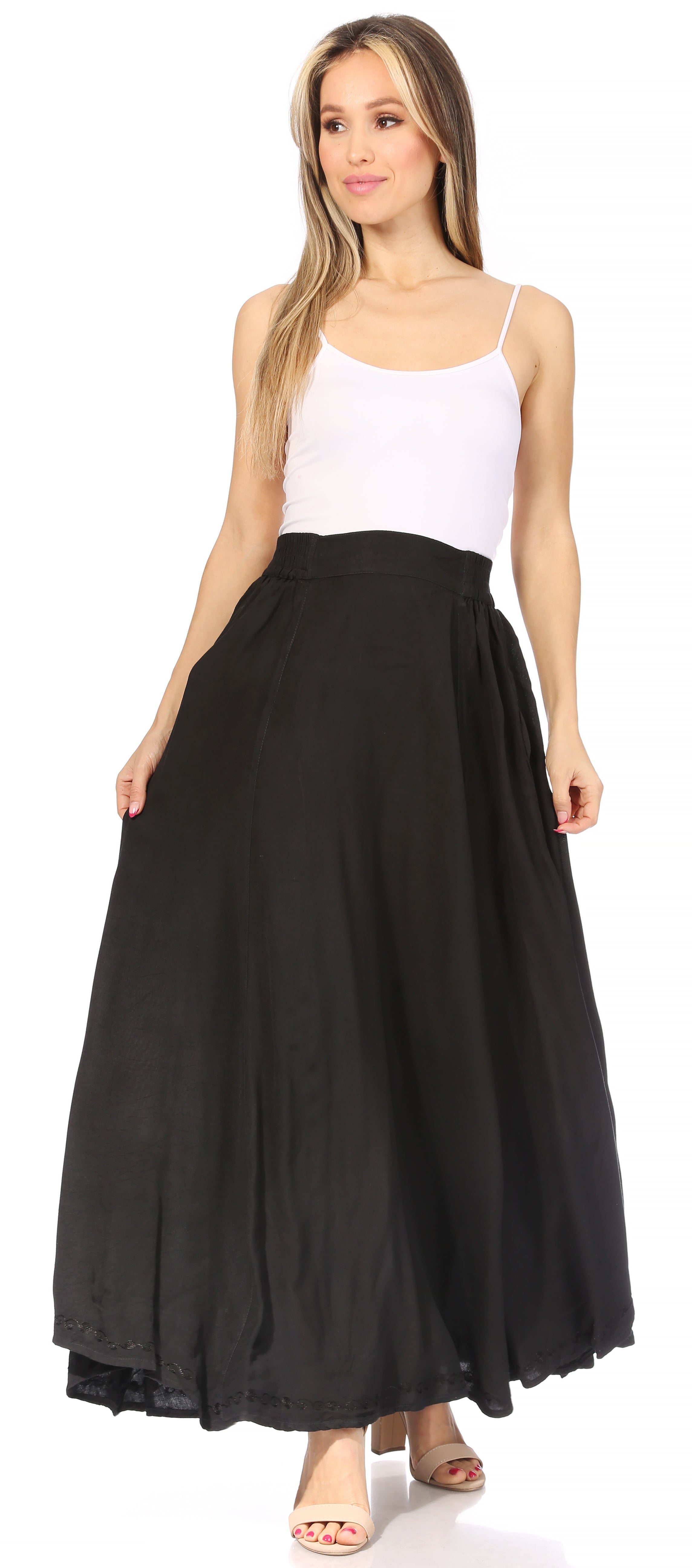Sakkas - Noemi Long Maxi Boho Skirt Elastic Waist & Pockets