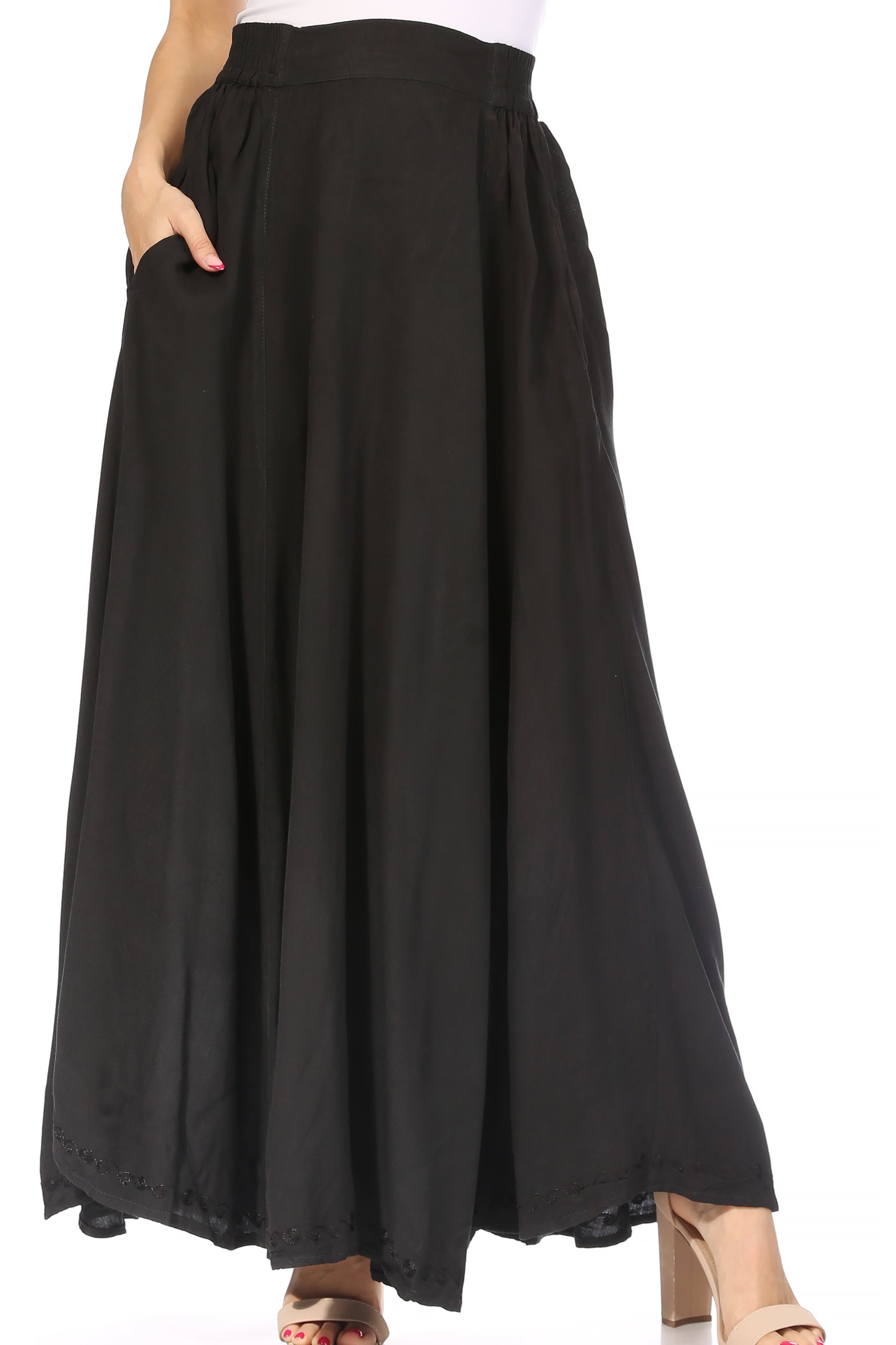 Sakkas - Noemi Long Maxi Boho Skirt Elastic Waist & Pockets