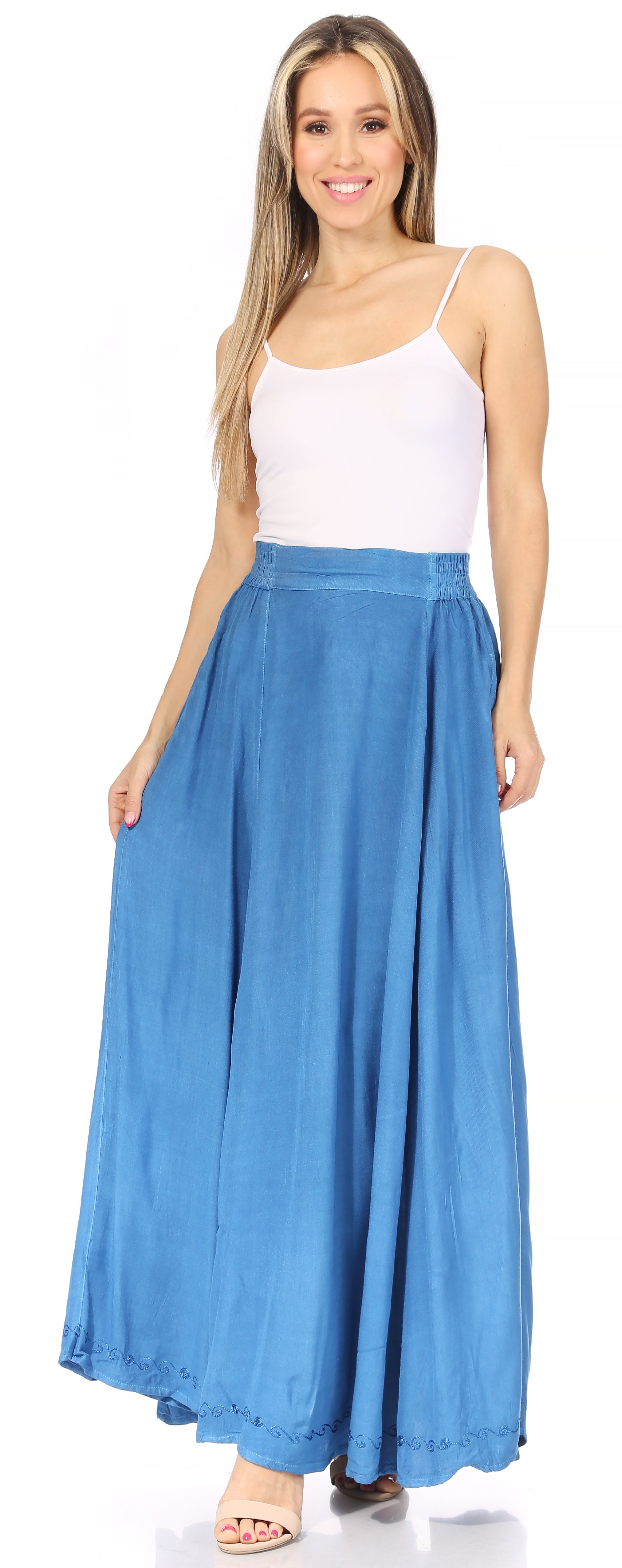 Sakkas - Noemi Long Maxi Boho Skirt Elastic Waist & Pockets