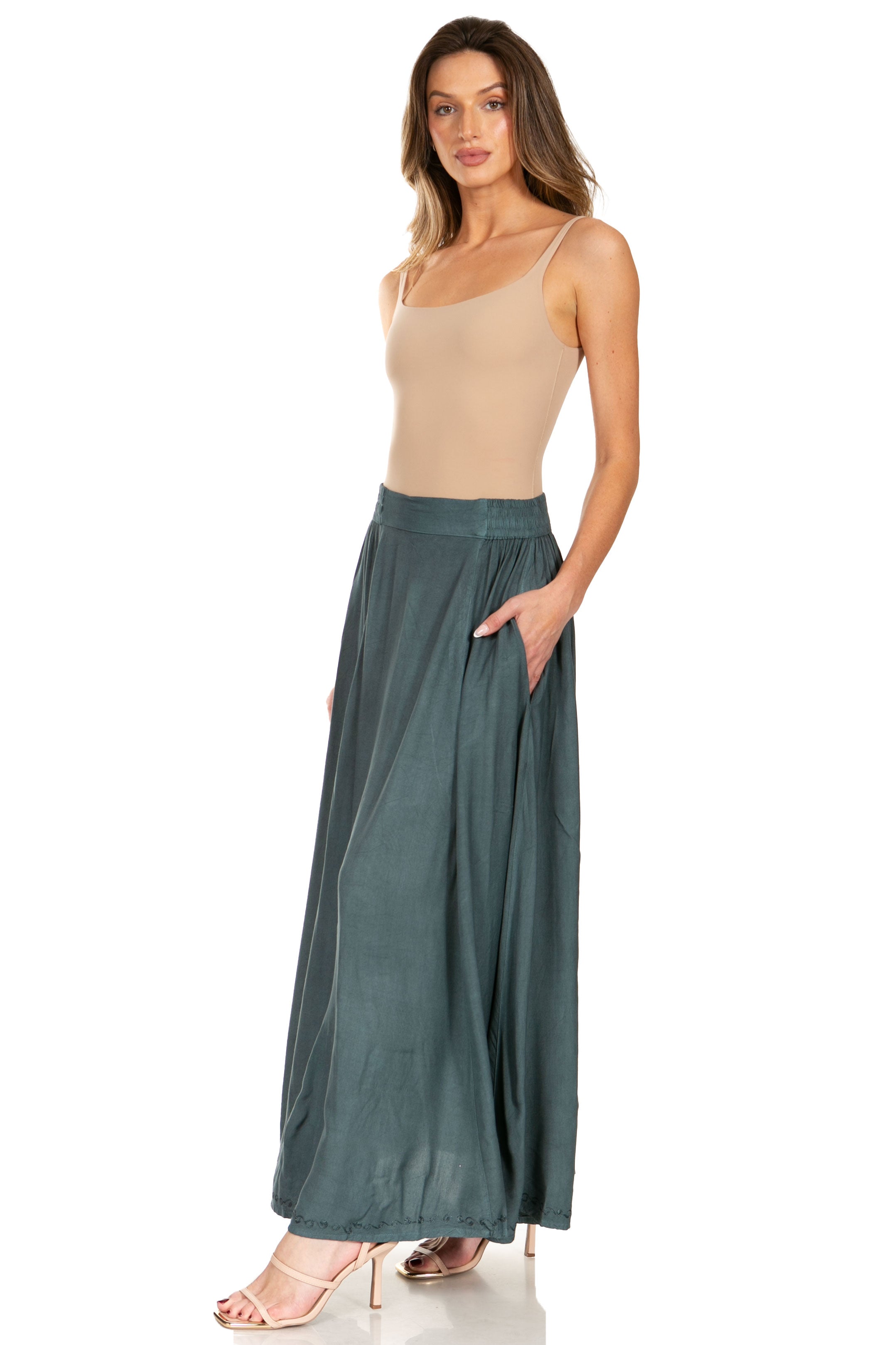 Sakkas - Noemi Long Maxi Boho Skirt Elastic Waist & Pockets