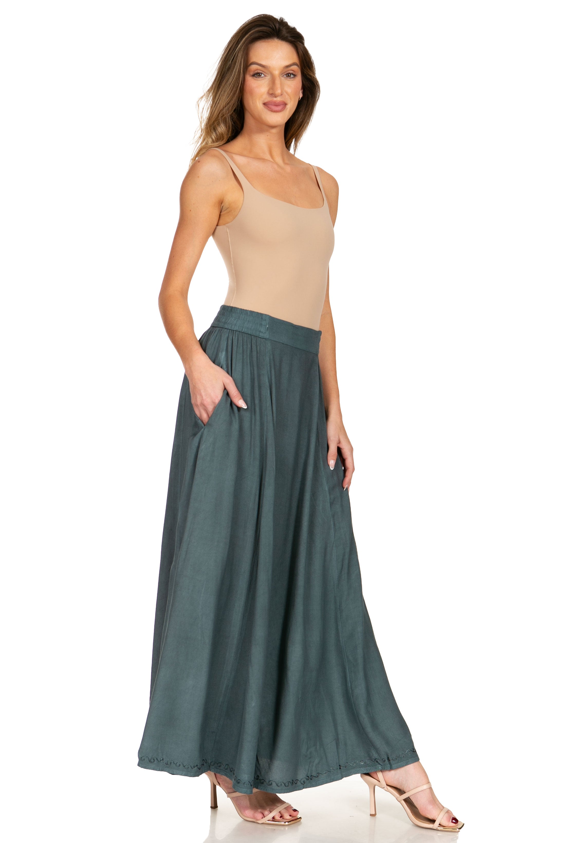 Sakkas - Noemi Long Maxi Boho Skirt Elastic Waist & Pockets