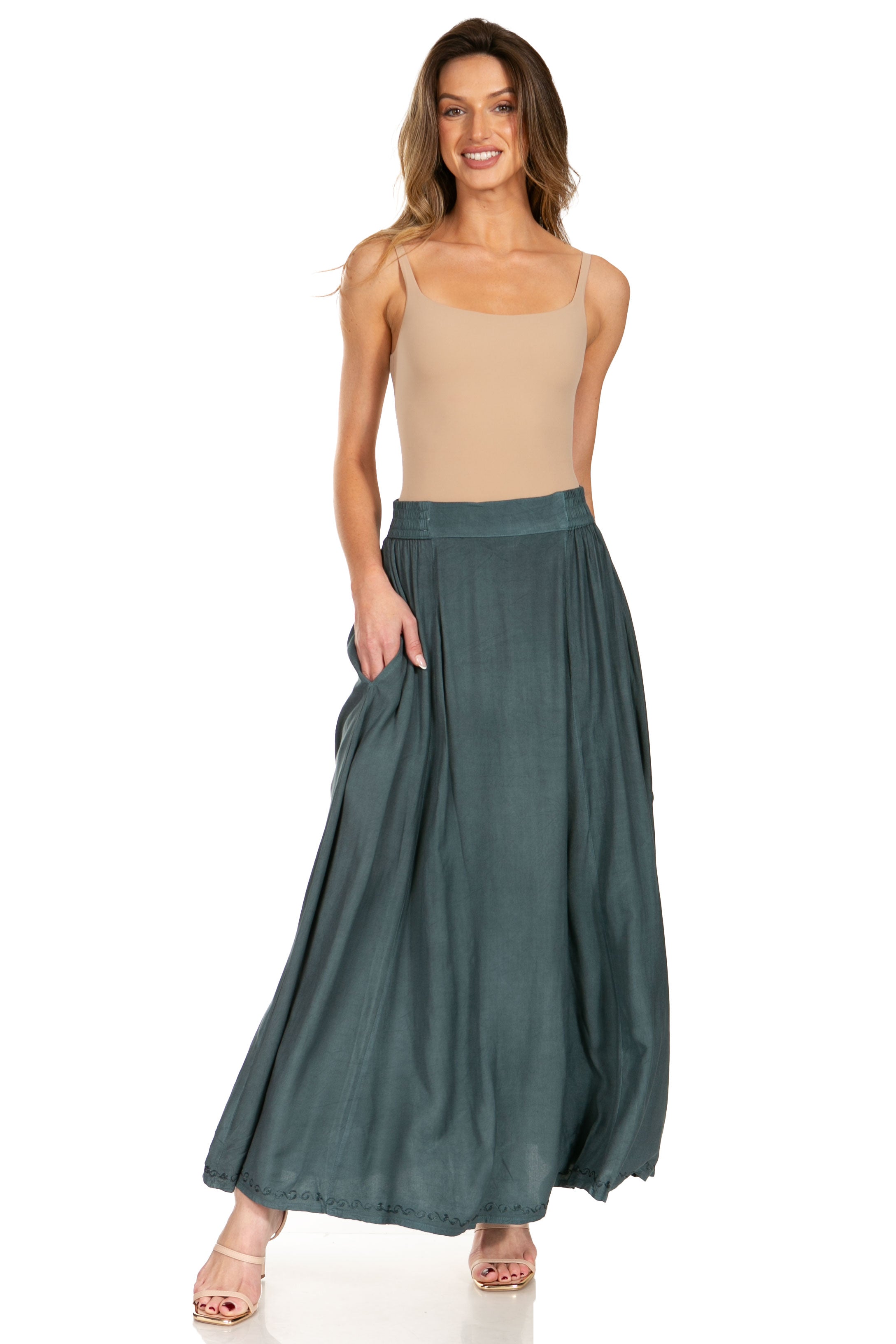 Sakkas - Noemi Long Maxi Boho Skirt Elastic Waist & Pockets