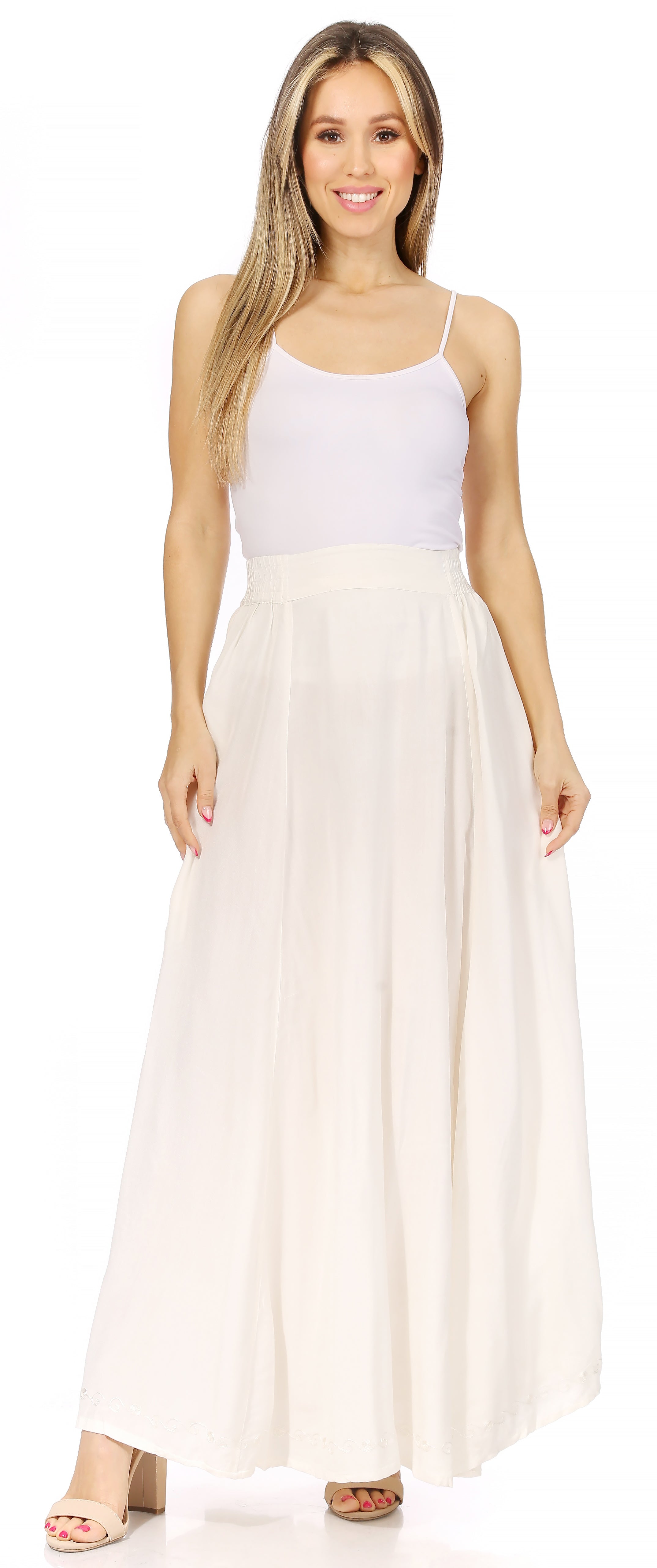 Sakkas - Noemi Long Maxi Boho Skirt Elastic Waist & Pockets