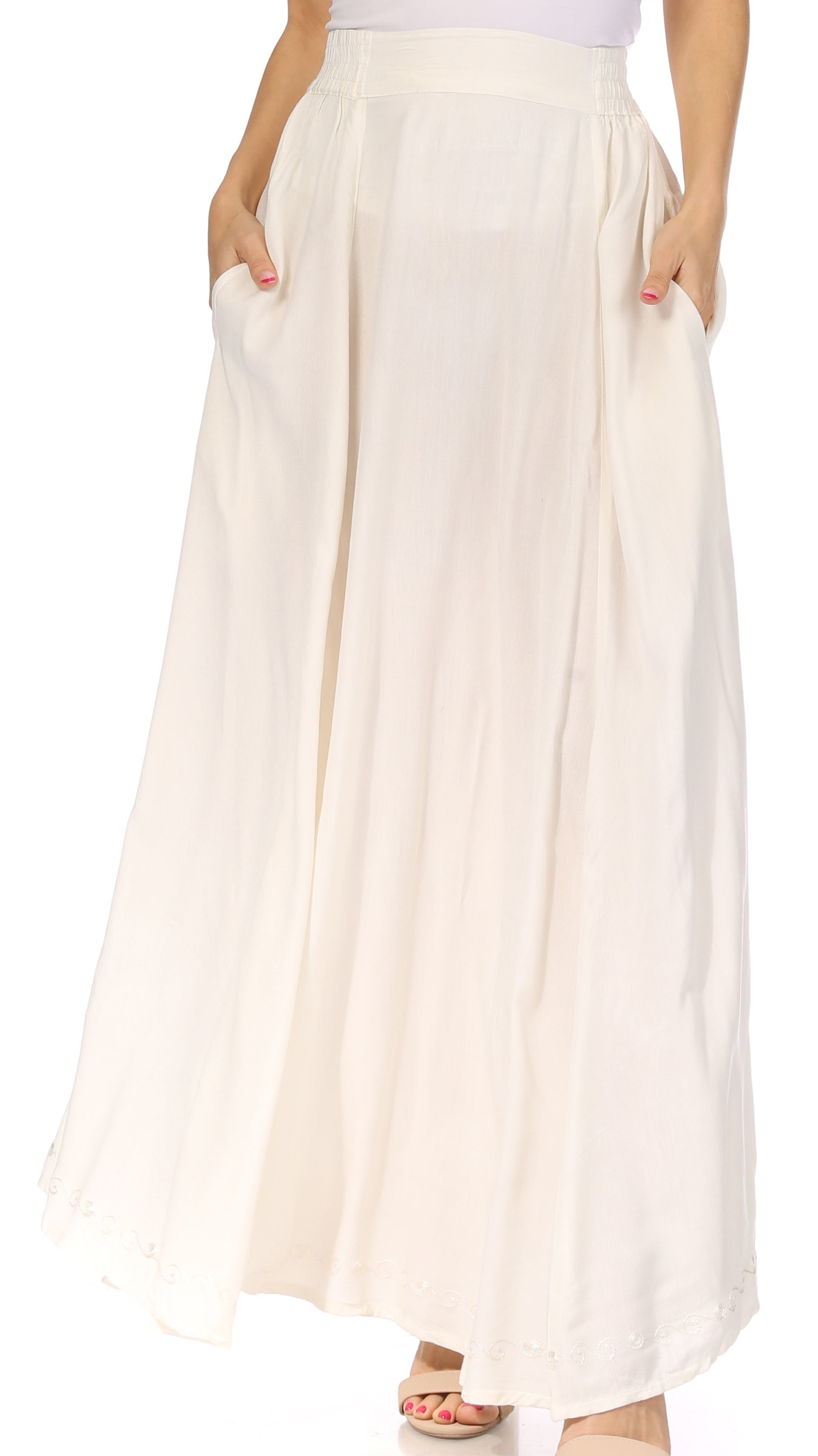 Sakkas - Noemi Long Maxi Boho Skirt Elastic Waist & Pockets