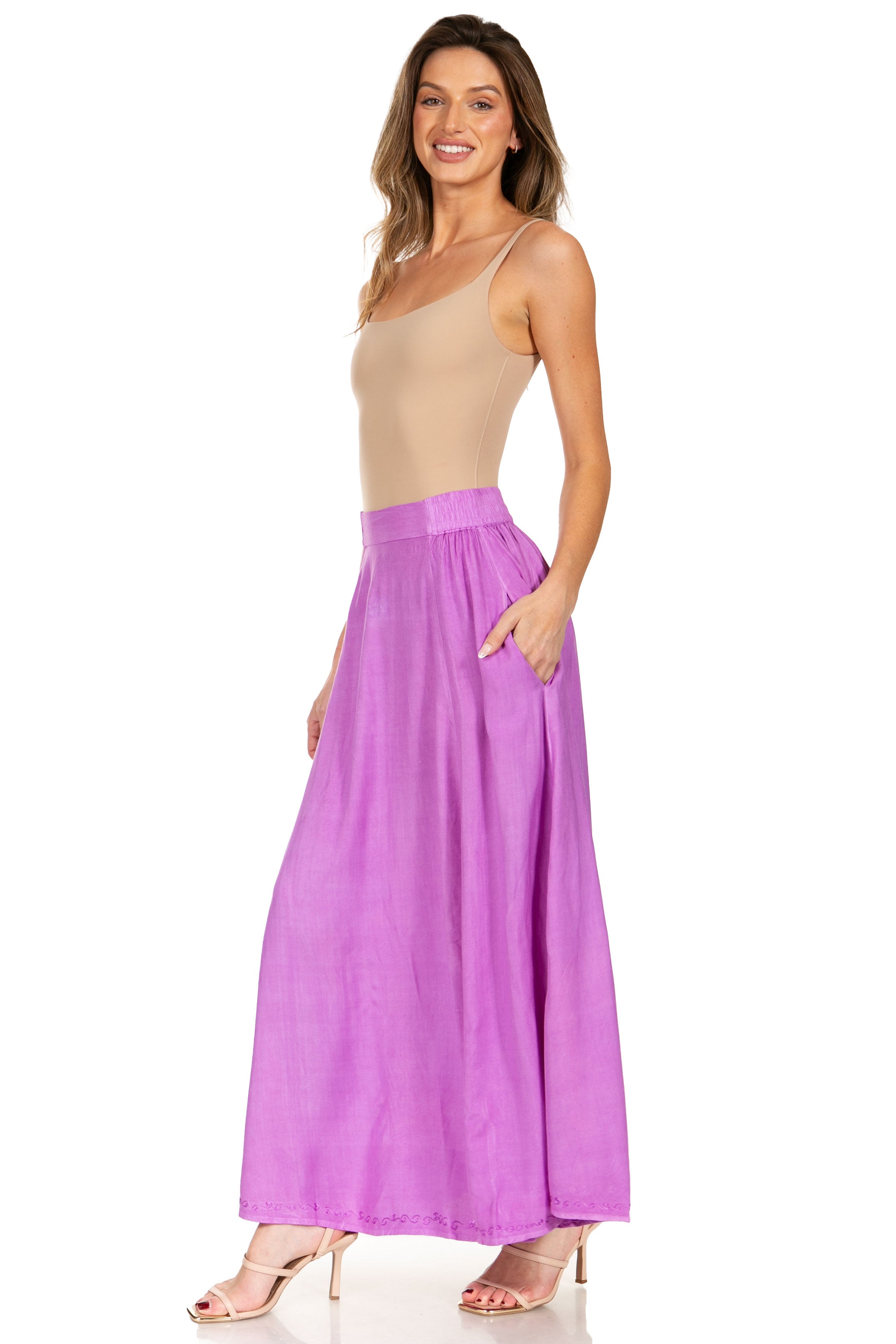Sakkas - Noemi Long Maxi Boho Skirt Elastic Waist & Pockets