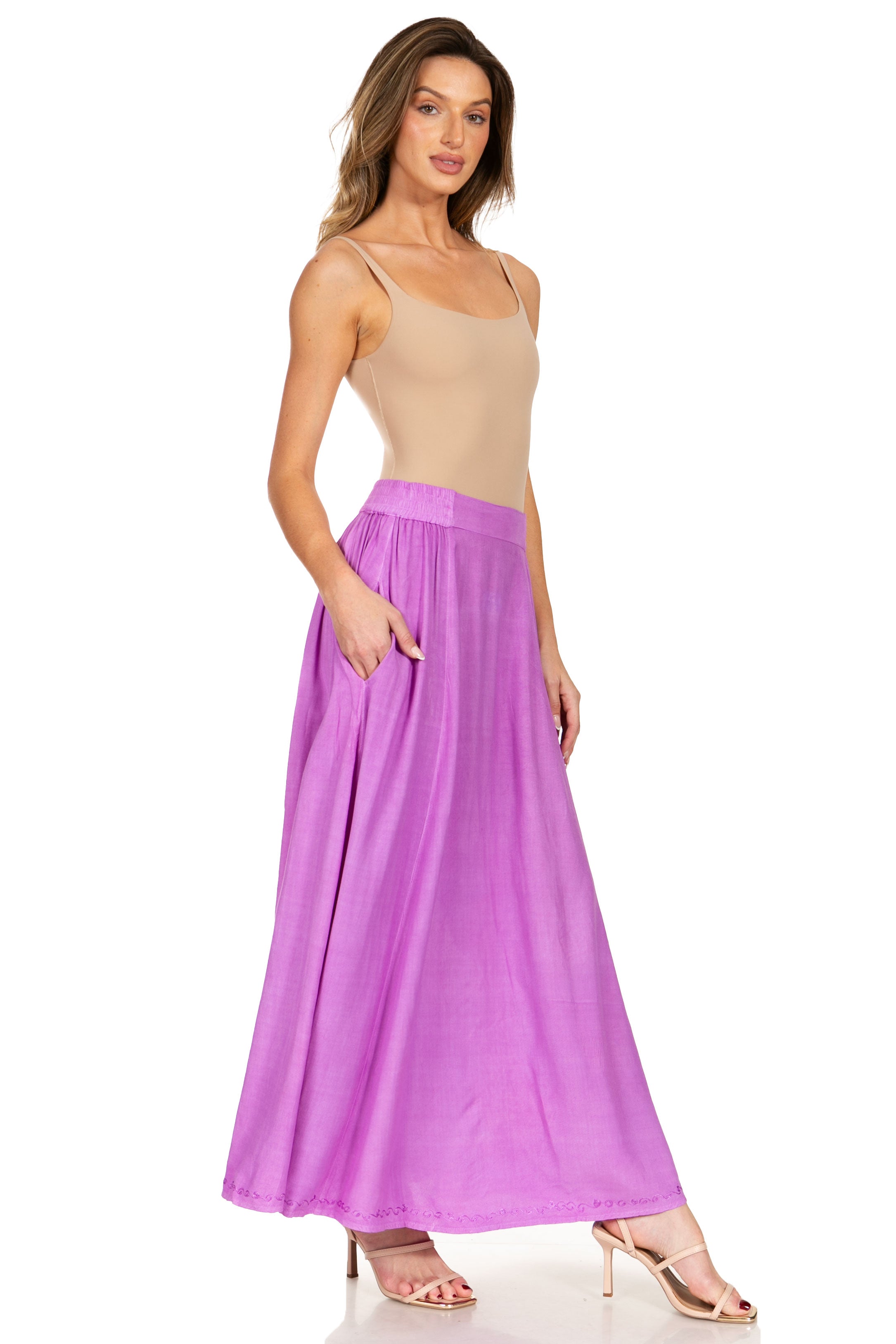 Sakkas - Noemi Long Maxi Boho Skirt Elastic Waist & Pockets