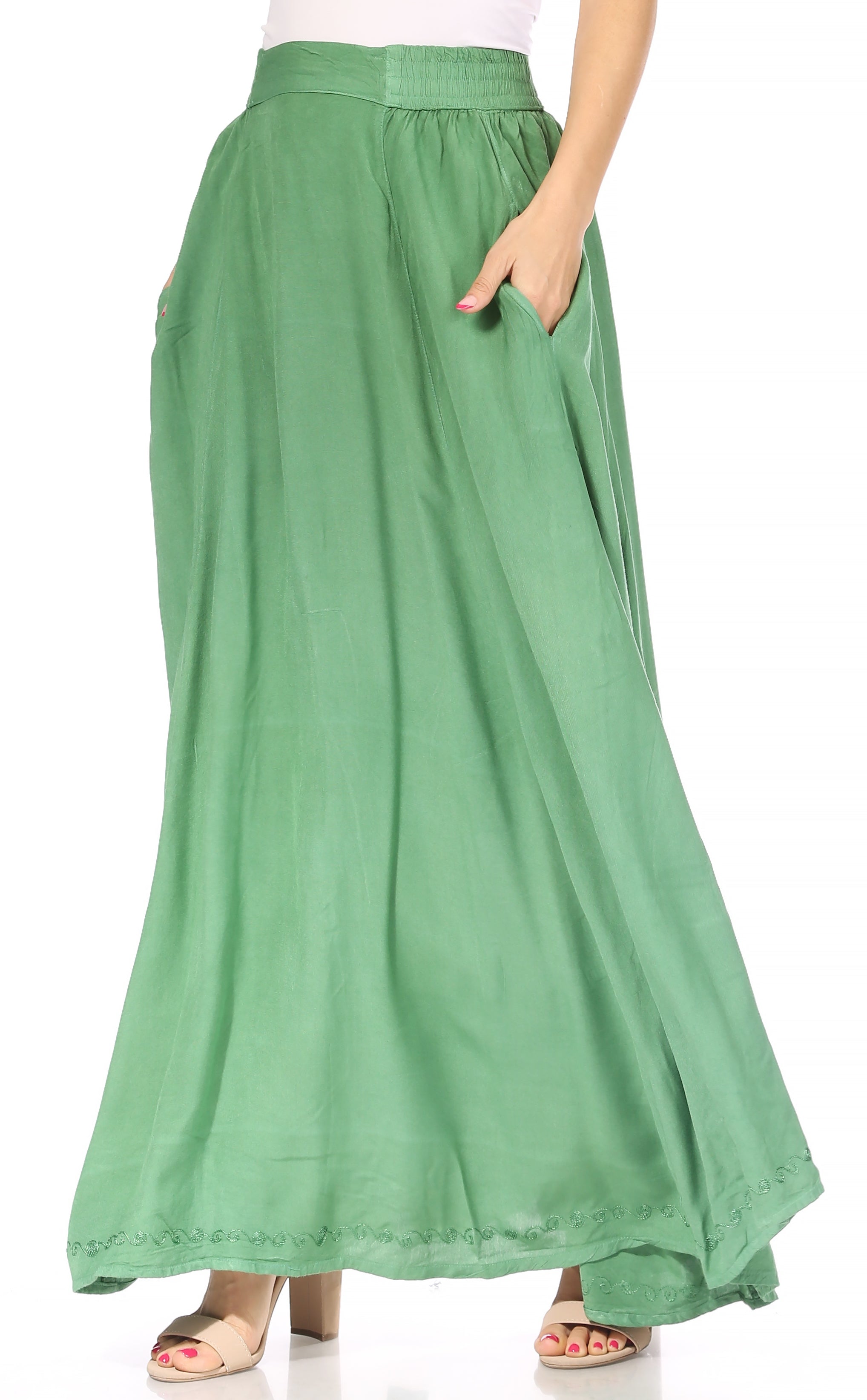 Sakkas - Noemi Long Maxi Boho Skirt Elastic Waist & Pockets