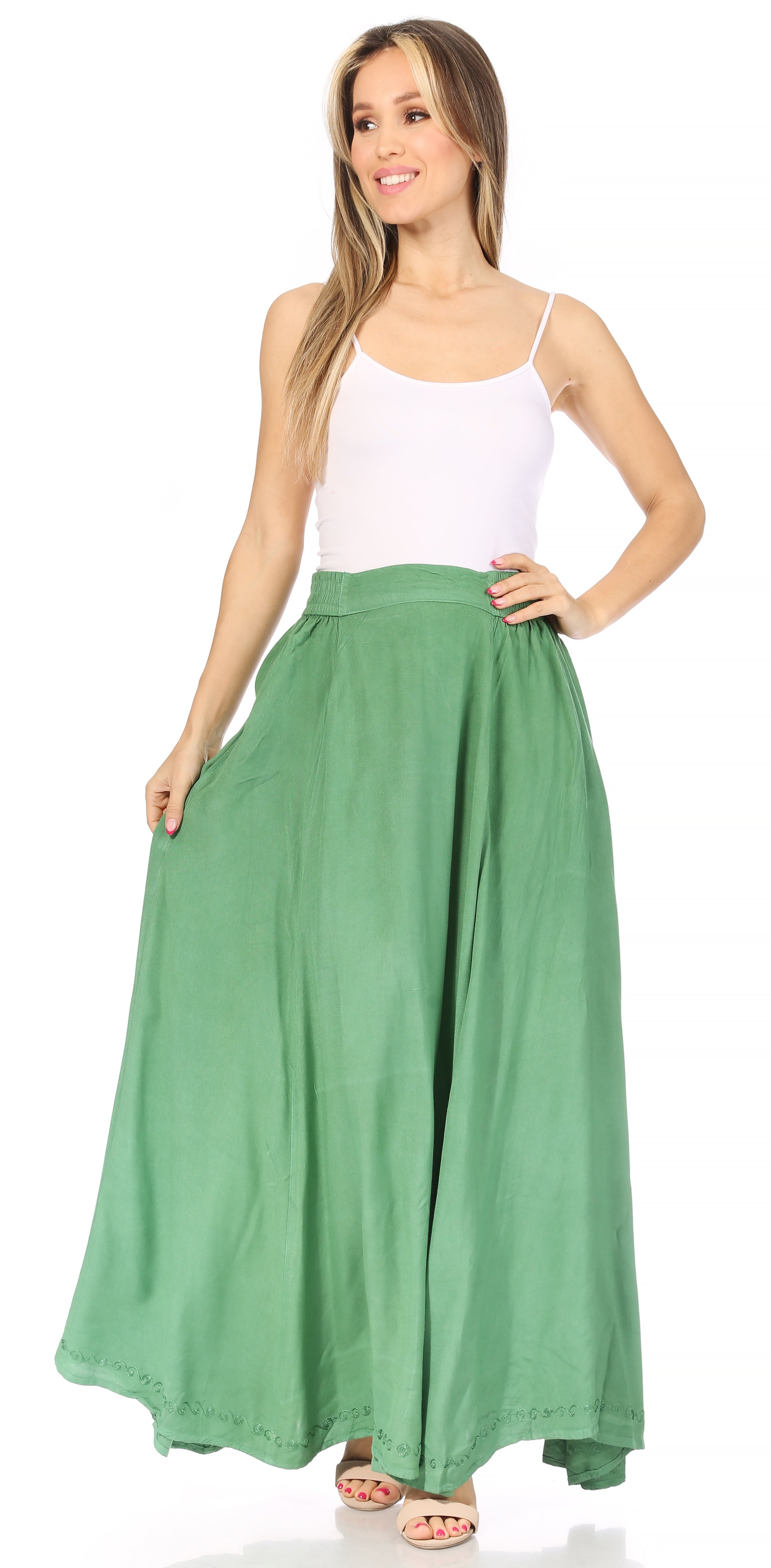 Sakkas - Noemi Long Maxi Boho Skirt Elastic Waist & Pockets