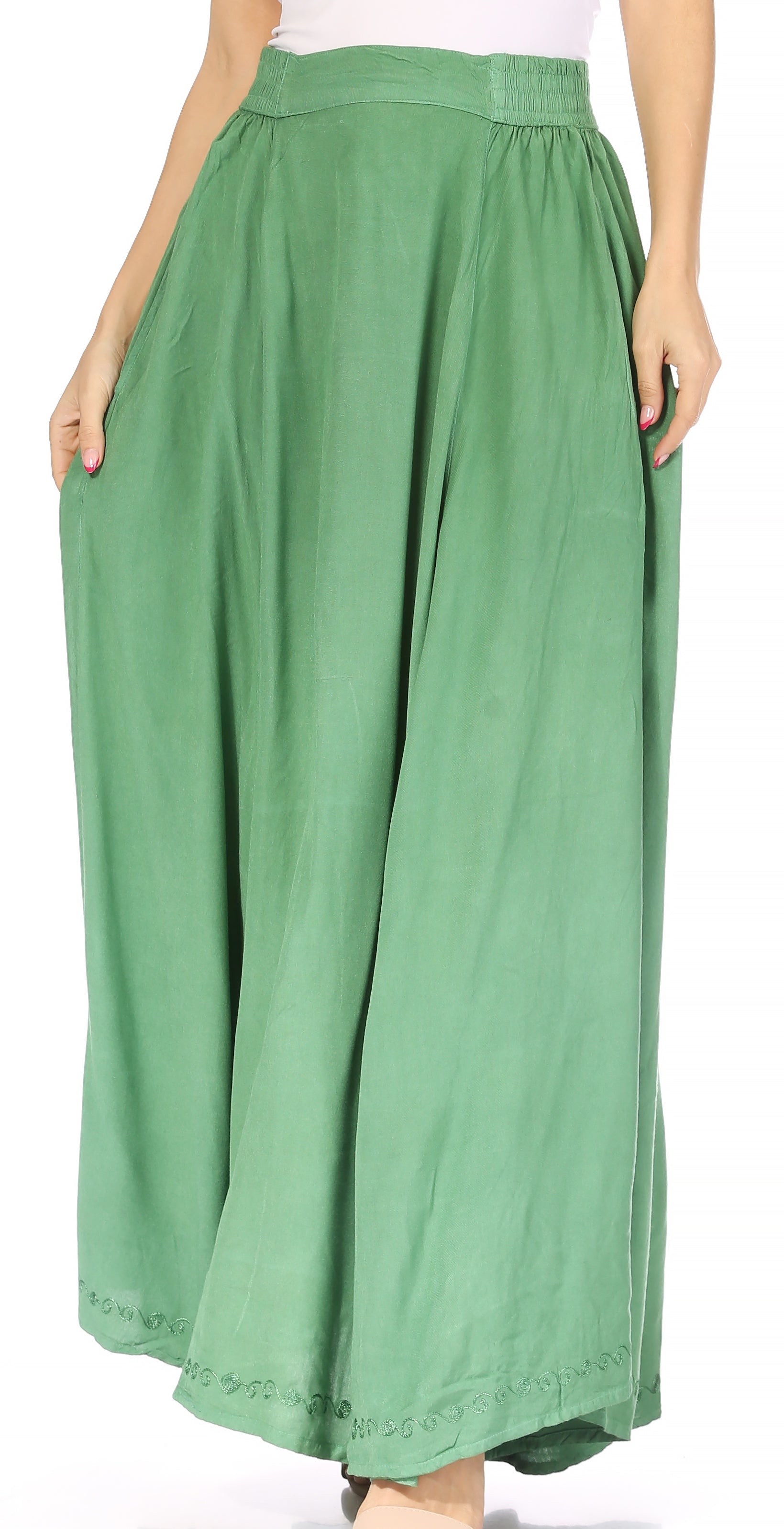 Sakkas - Noemi Long Maxi Boho Skirt Elastic Waist & Pockets