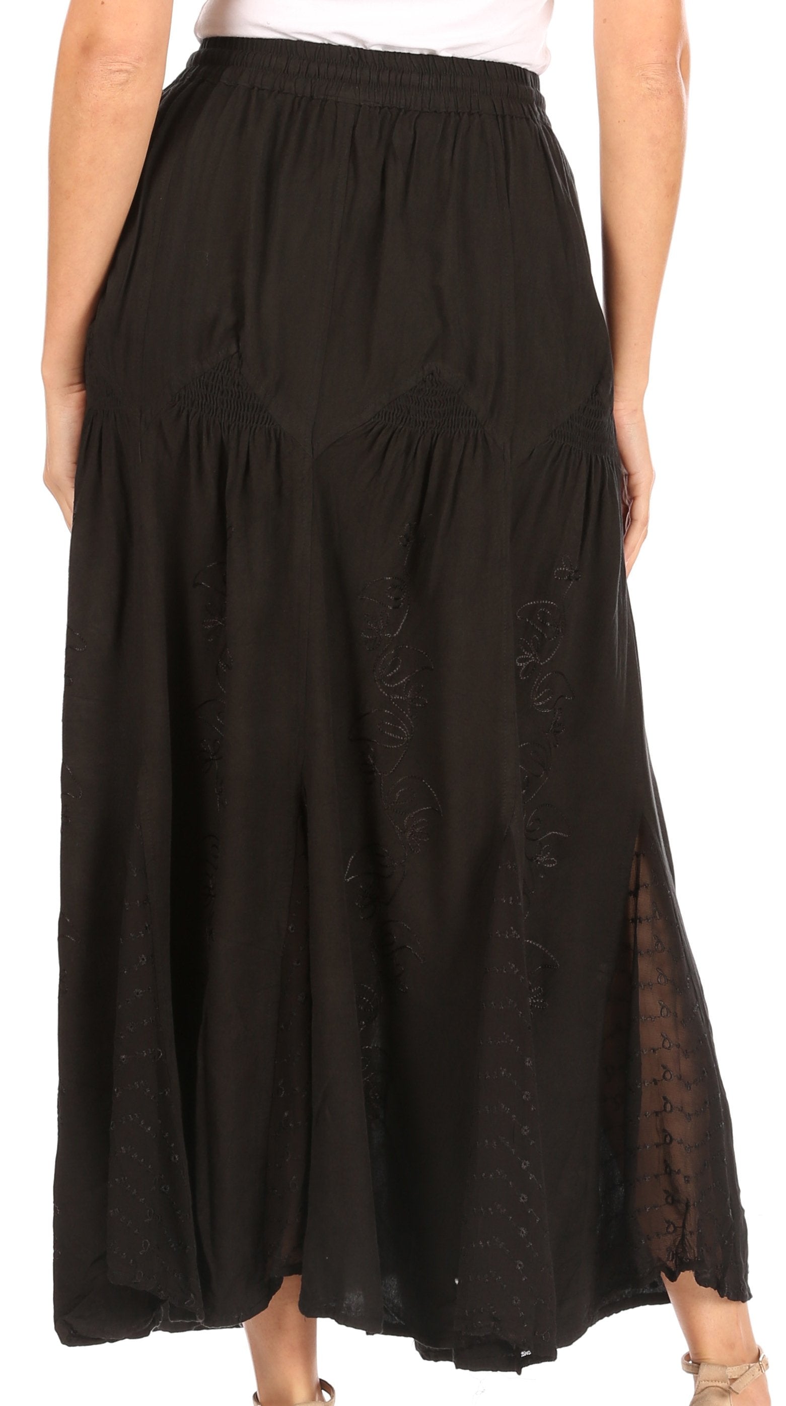 Sakkas - Olivia Maxi Bohemian Gypsy Long Skirt With Elastic Waist and Lace