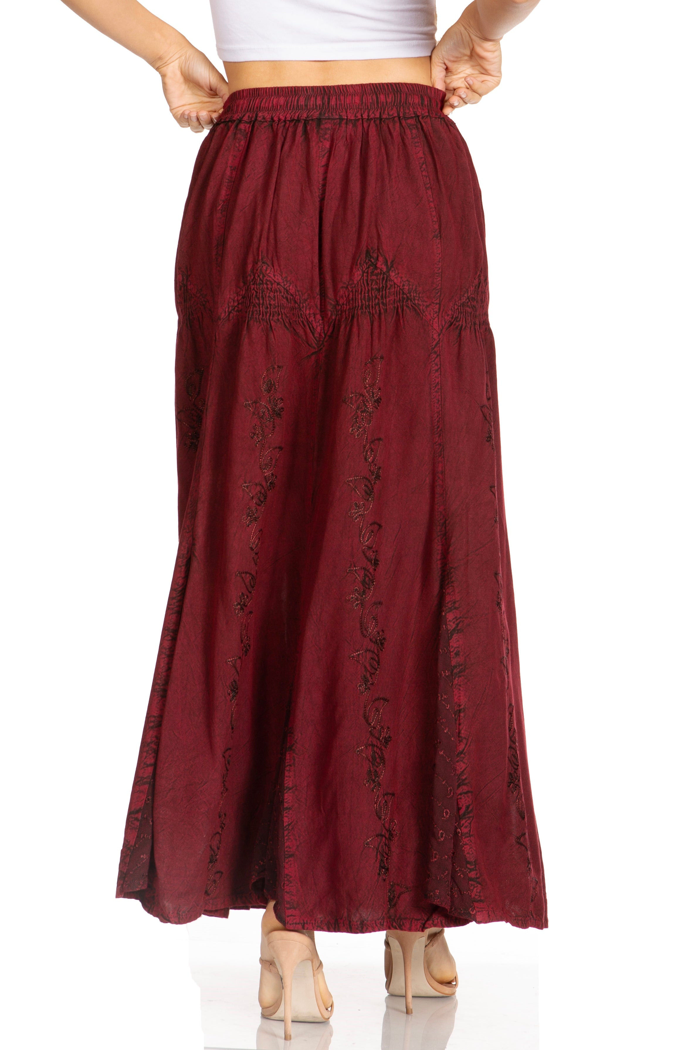 Sakkas - Olivia Maxi Bohemian Gypsy Long Skirt With Elastic Waist and Lace
