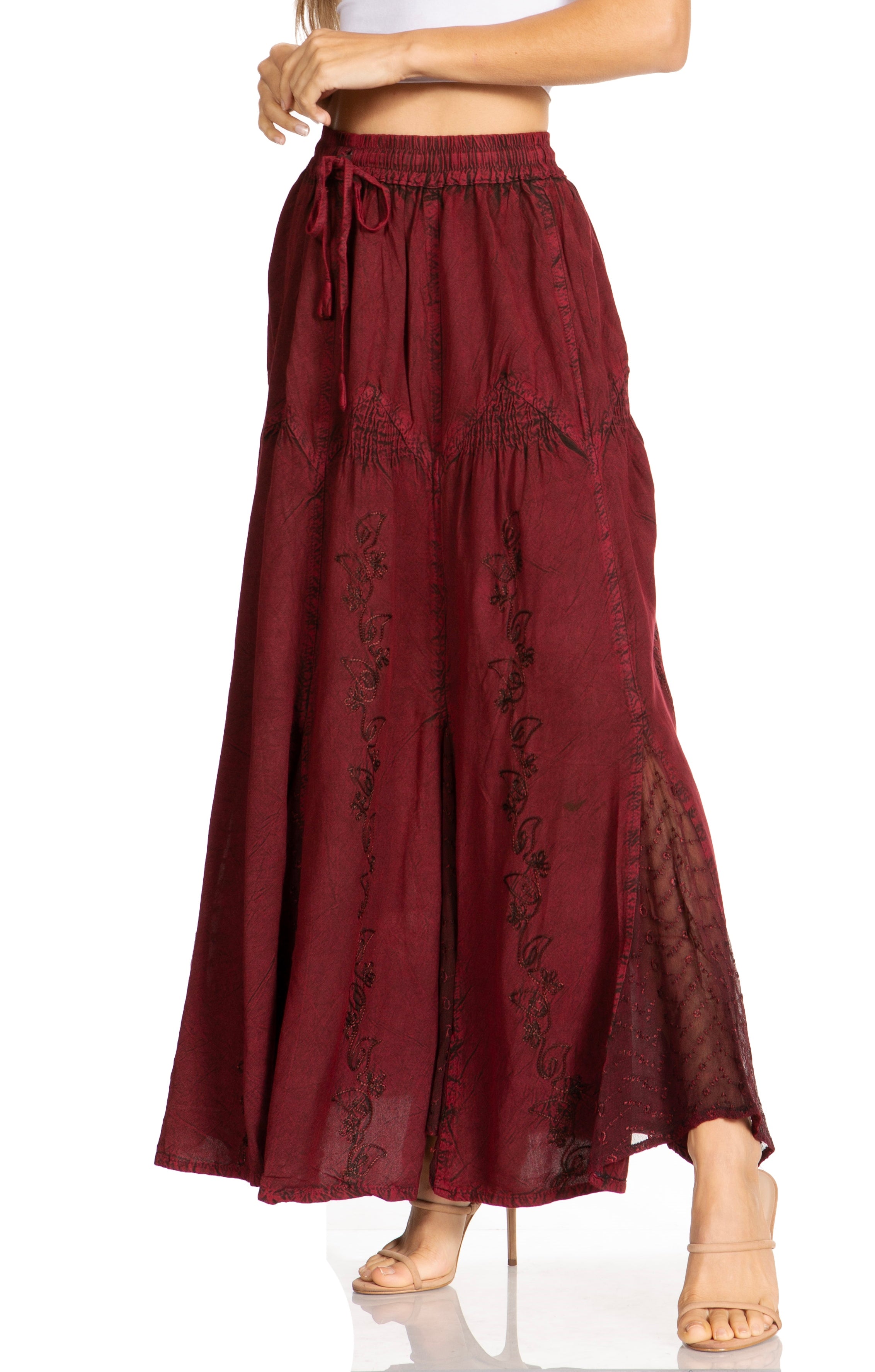 Sakkas - Olivia Maxi Bohemian Gypsy Long Skirt With Elastic Waist and Lace