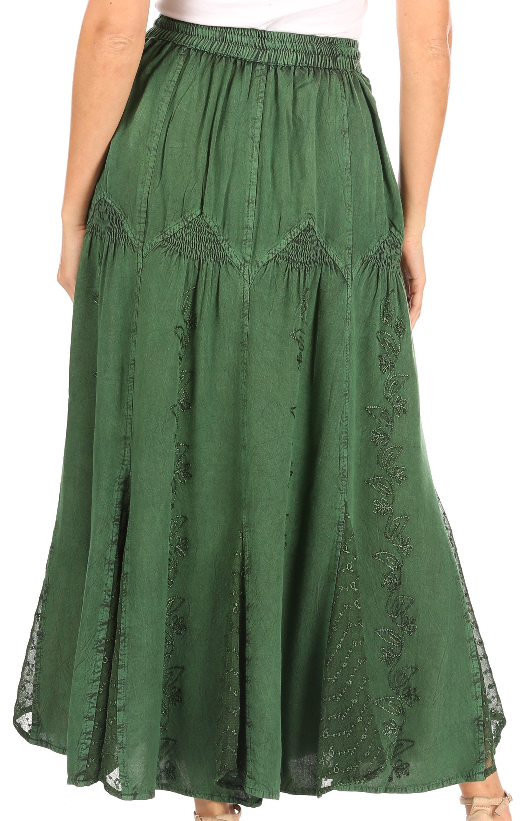 Sakkas - Olivia Maxi Bohemian Gypsy Long Skirt With Elastic Waist and Lace