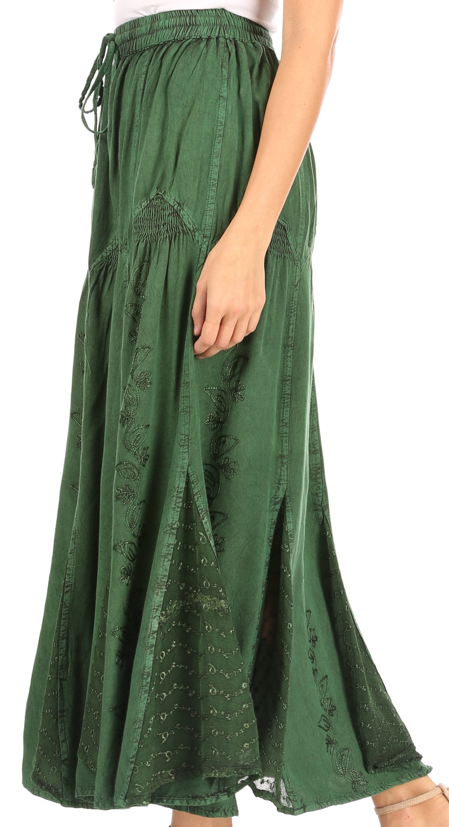 Sakkas - Olivia Maxi Bohemian Gypsy Long Skirt With Elastic Waist and Lace