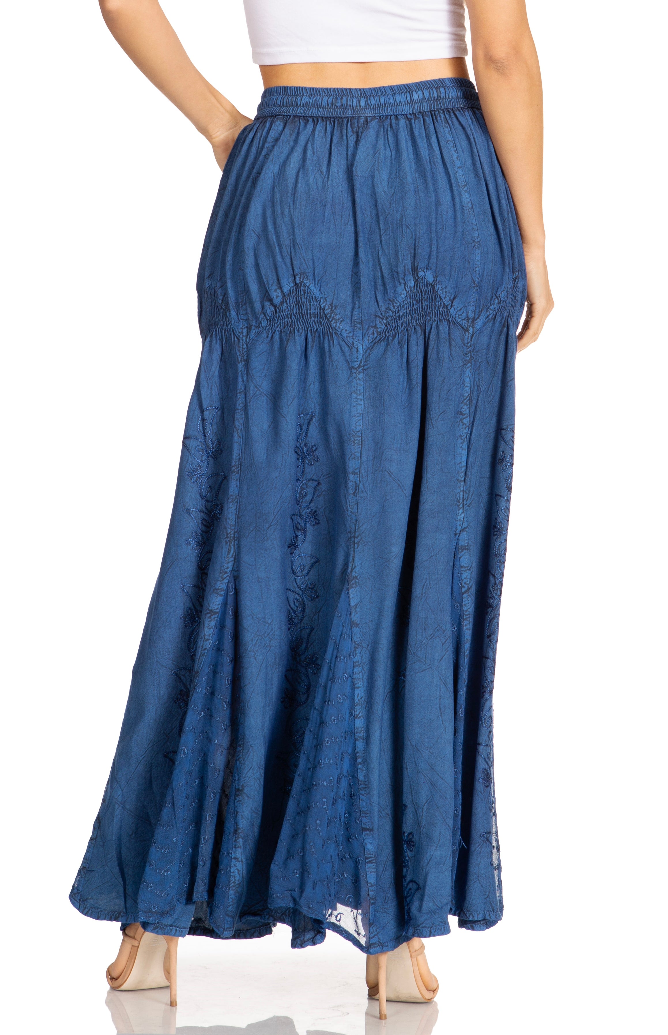 Sakkas - Olivia Maxi Bohemian Gypsy Long Skirt With Elastic Waist and Lace