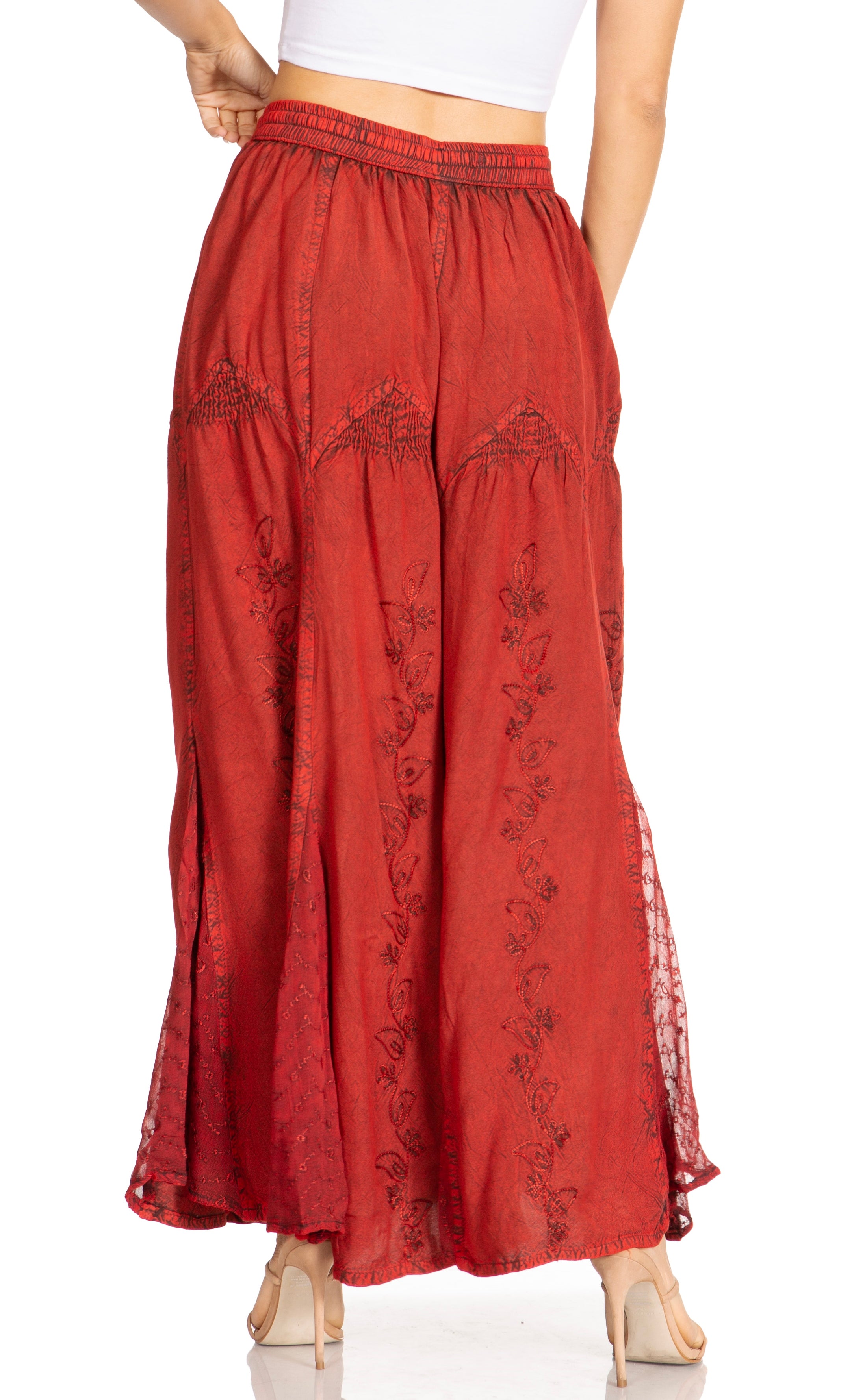 Sakkas - Olivia Maxi Bohemian Gypsy Long Skirt With Elastic Waist and Lace