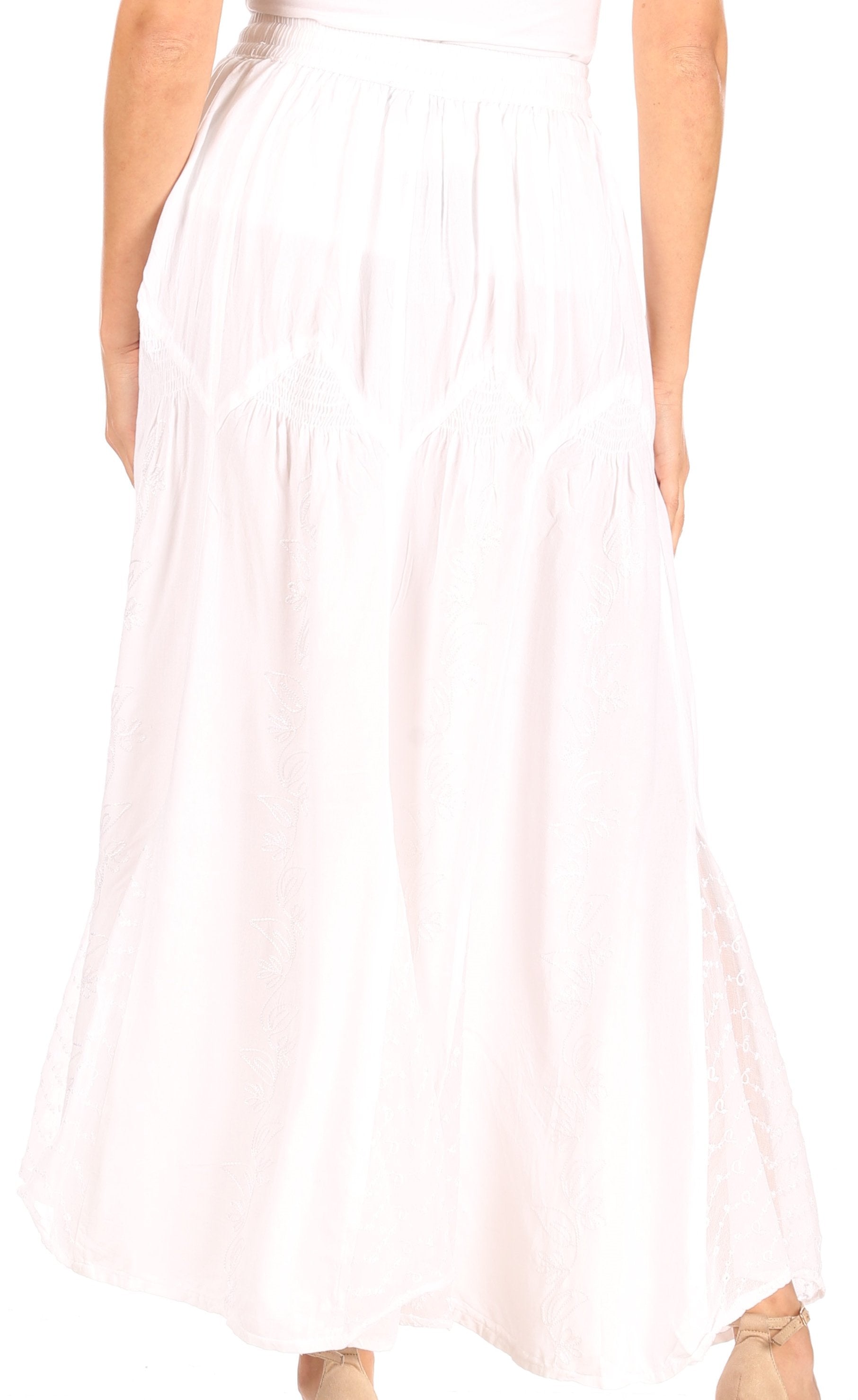 Sakkas - Olivia Maxi Bohemian Gypsy Long Skirt With Elastic Waist and Lace