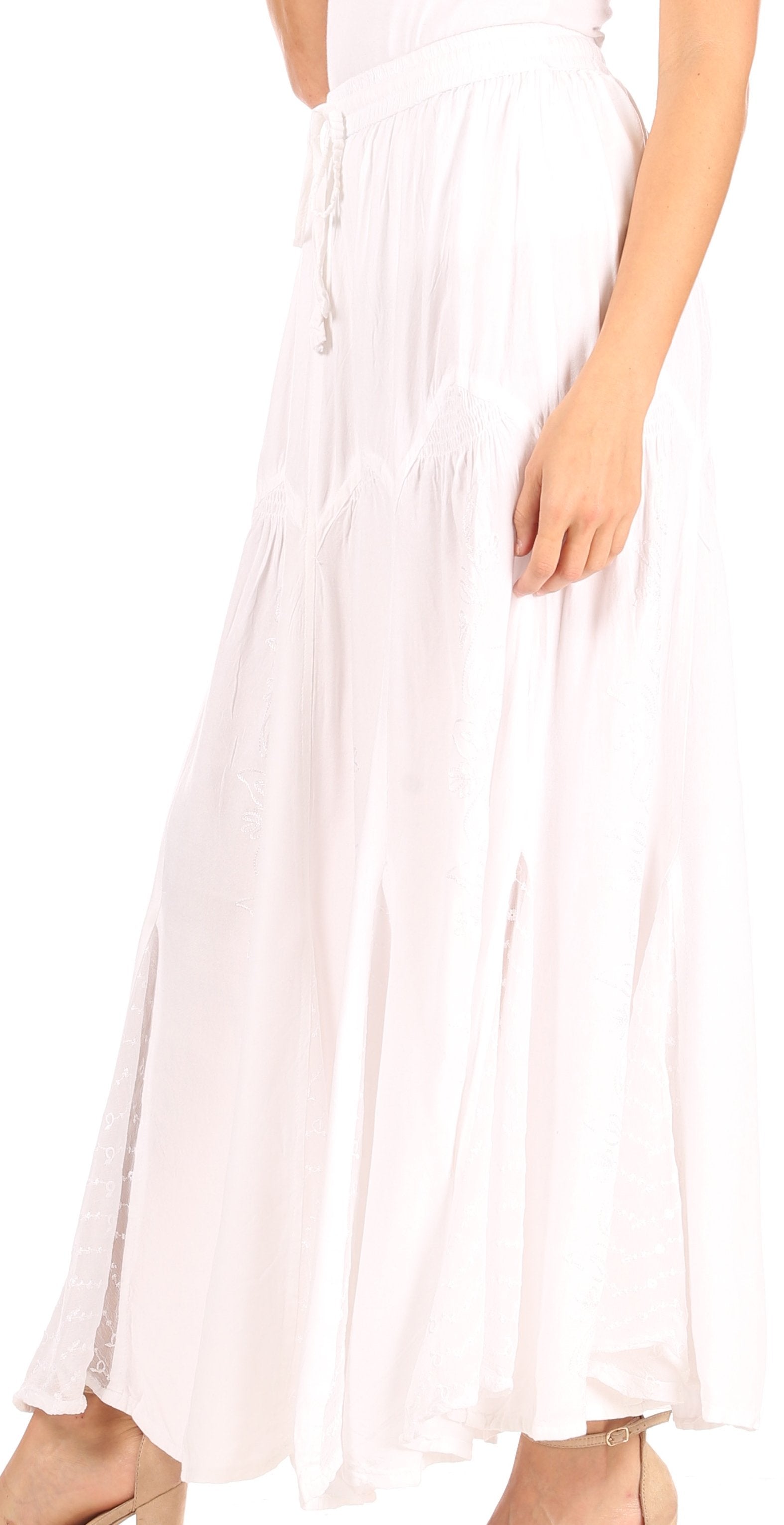 Sakkas - Olivia Maxi Bohemian Gypsy Long Skirt With Elastic Waist and Lace