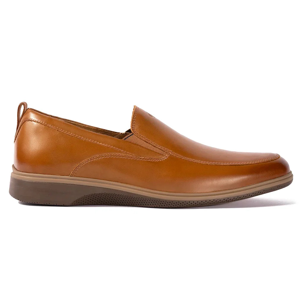Brown leather loafer shoe on a white background