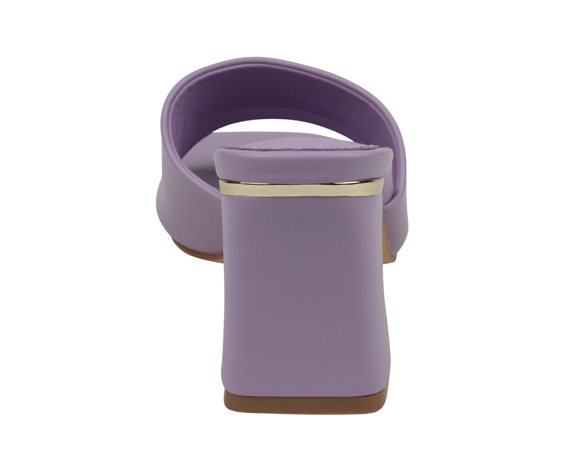 Purple sandal with a gold accent on a white background