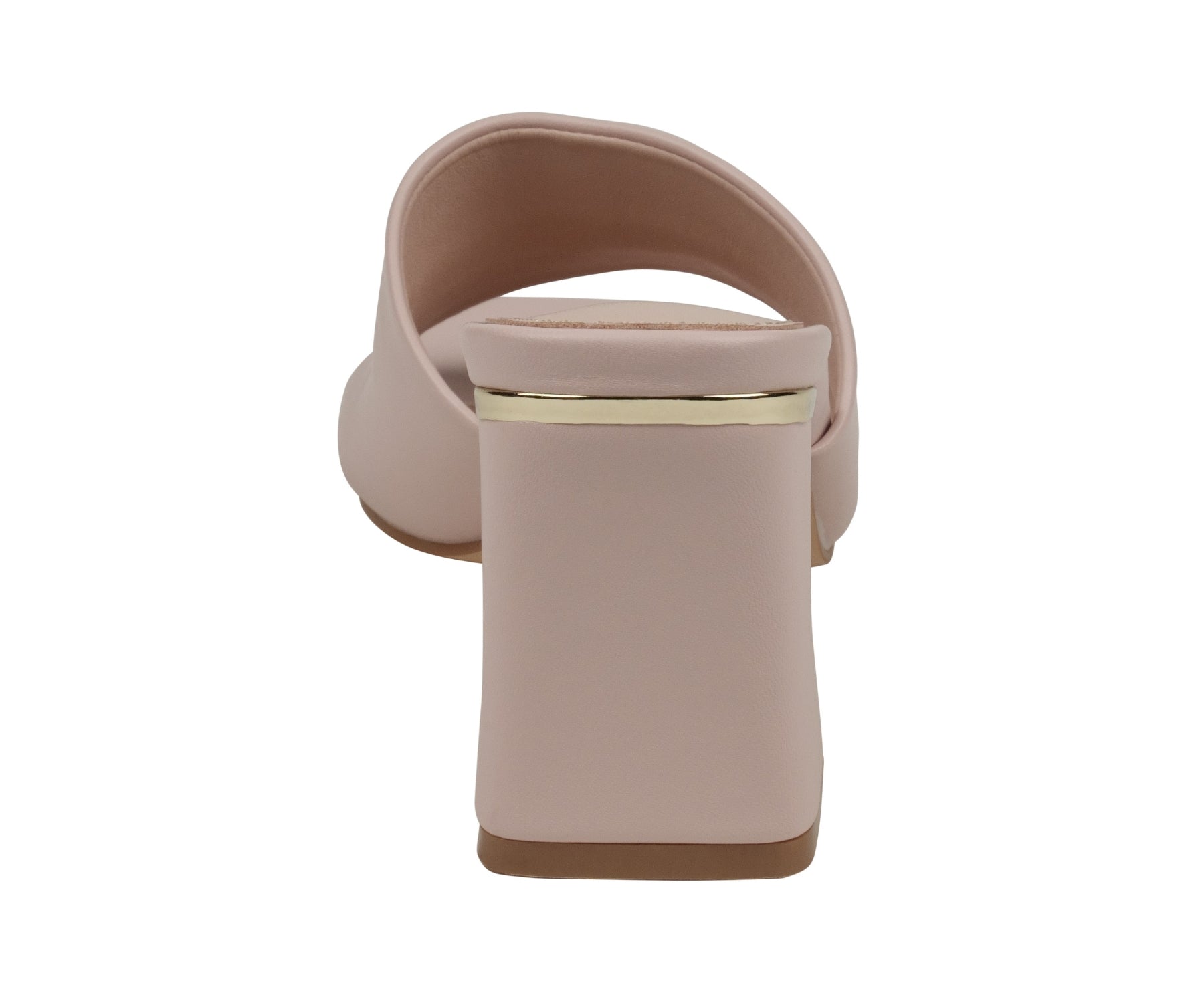 Beige sandal with a gold accent on a white background