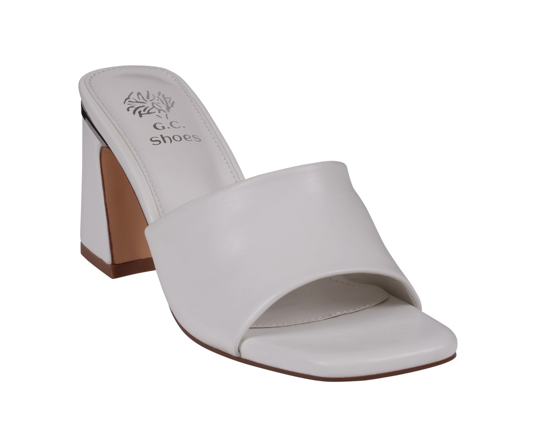 GC Shoes Women's Soho White Square Toe Heeled Sandals