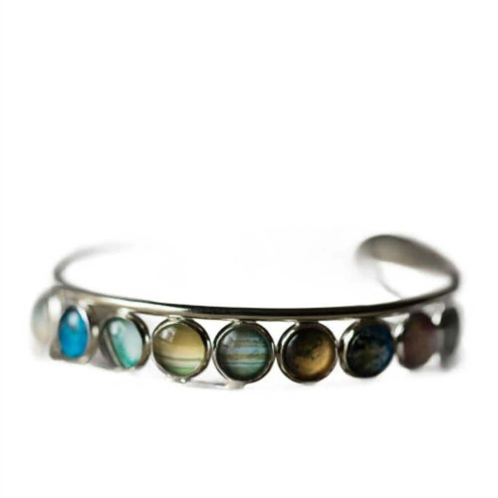 Solar System Silver Bangle Bracelet