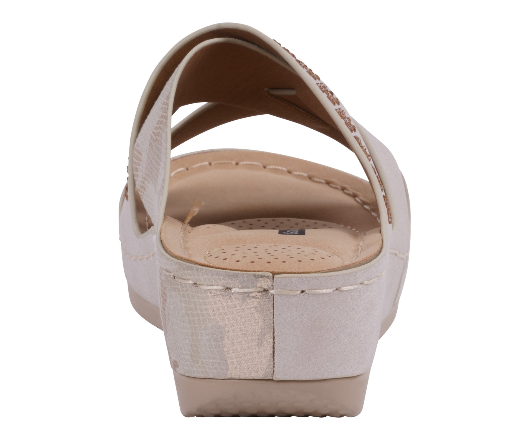 Beige sandal with a white sole on a white background