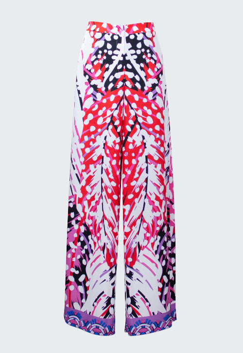 Colorful patterned pants on a white background