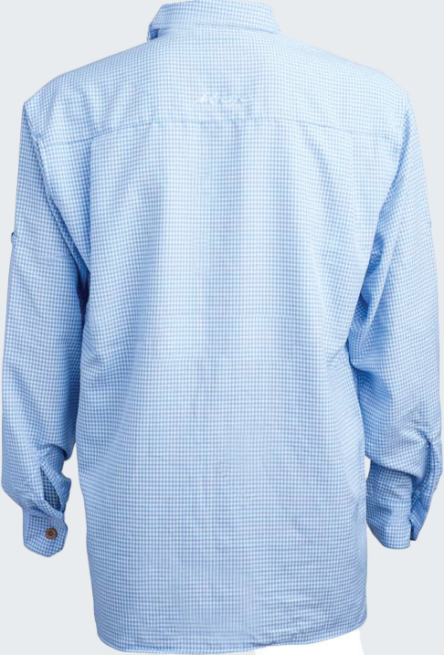 Blue checkered shirt on a white background