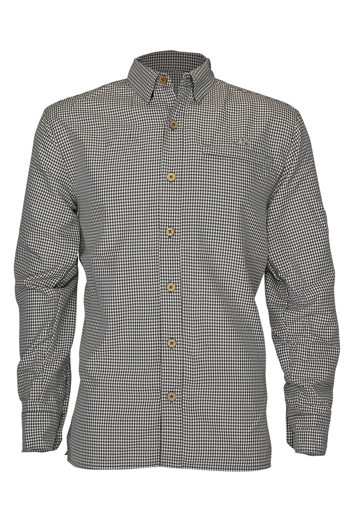 Checkered shirt with buttons on a white background