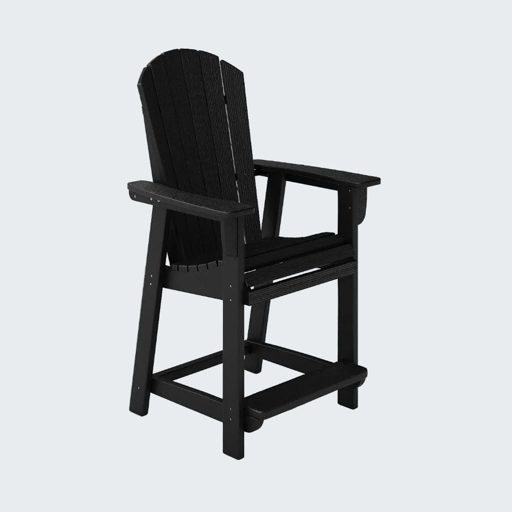 Black Adirondack chair on a white background