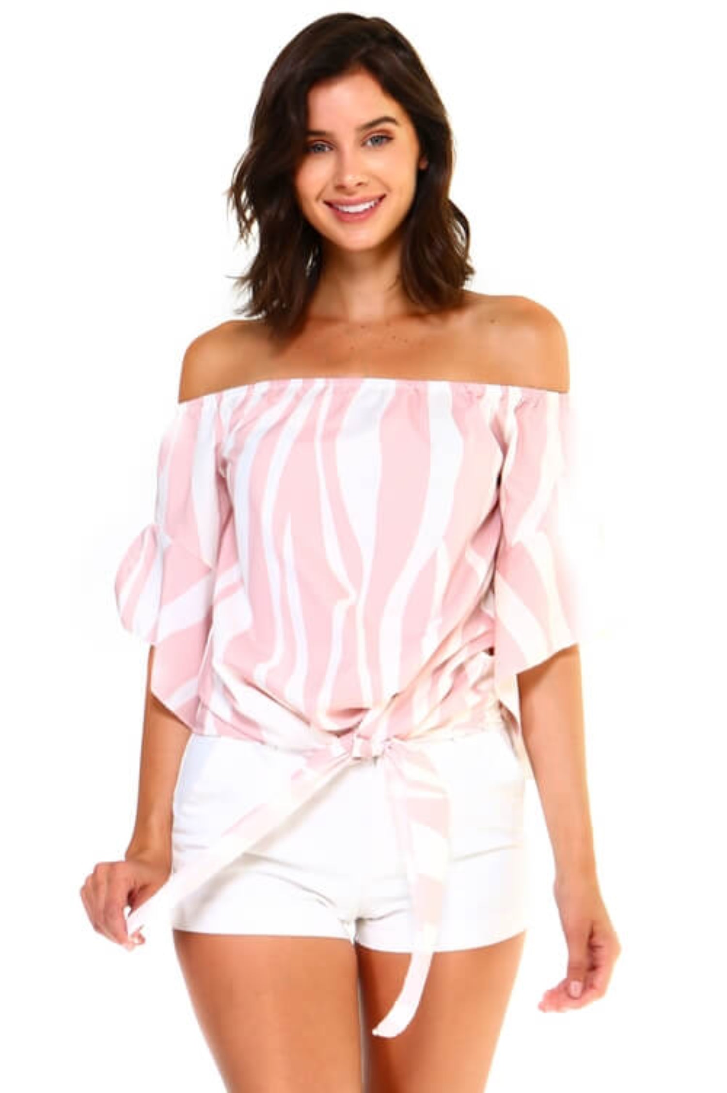 Strapless Striped Bandage Blouse