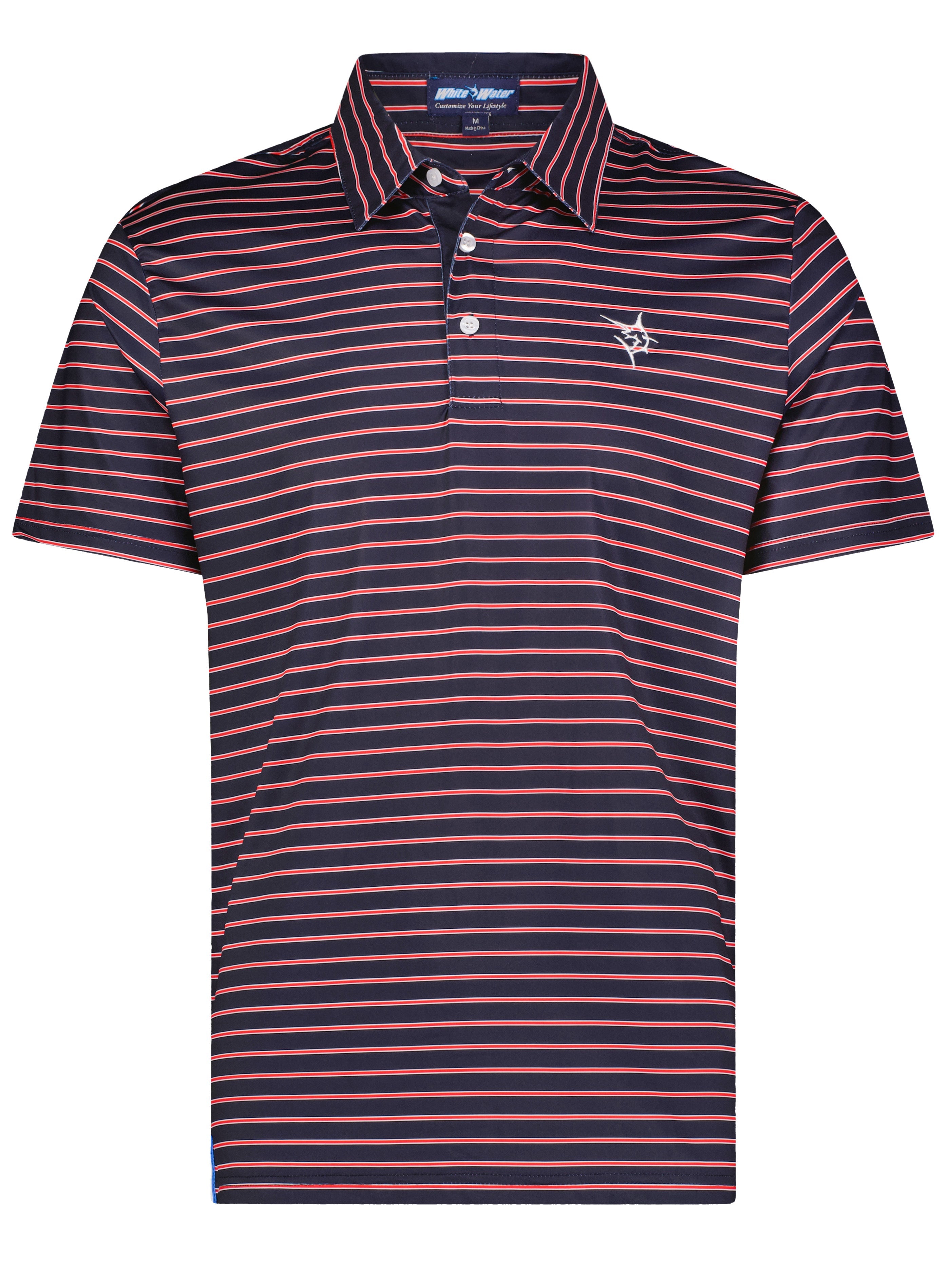 White Water Life Burgundy Striper Polo