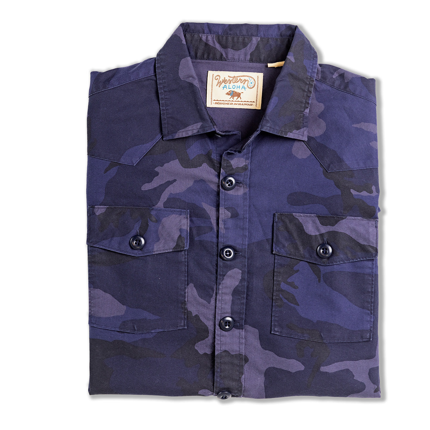 Western Aloha Waimea Overshirt Blue Camo