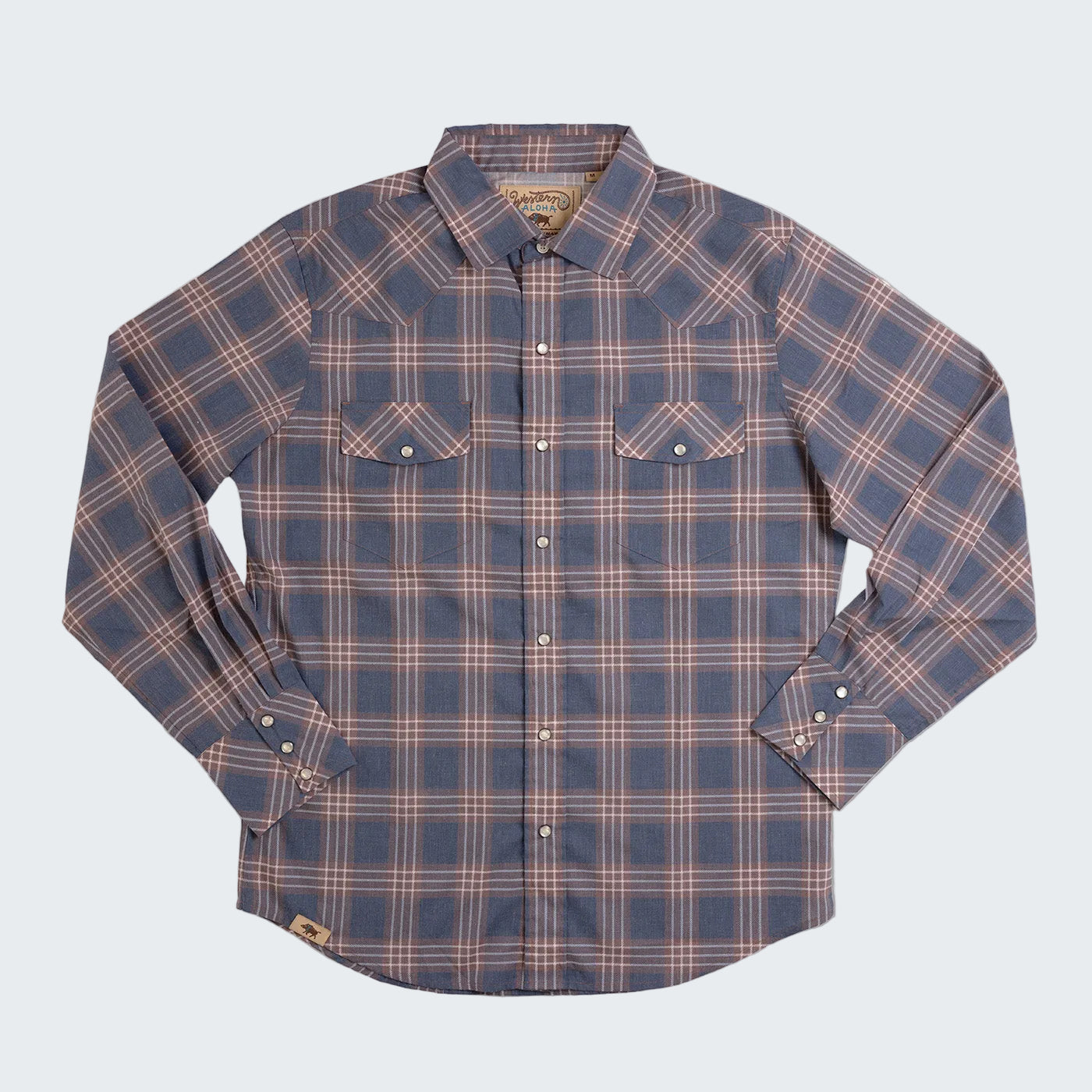 Plaid shirt with a visible brand logo on a white background