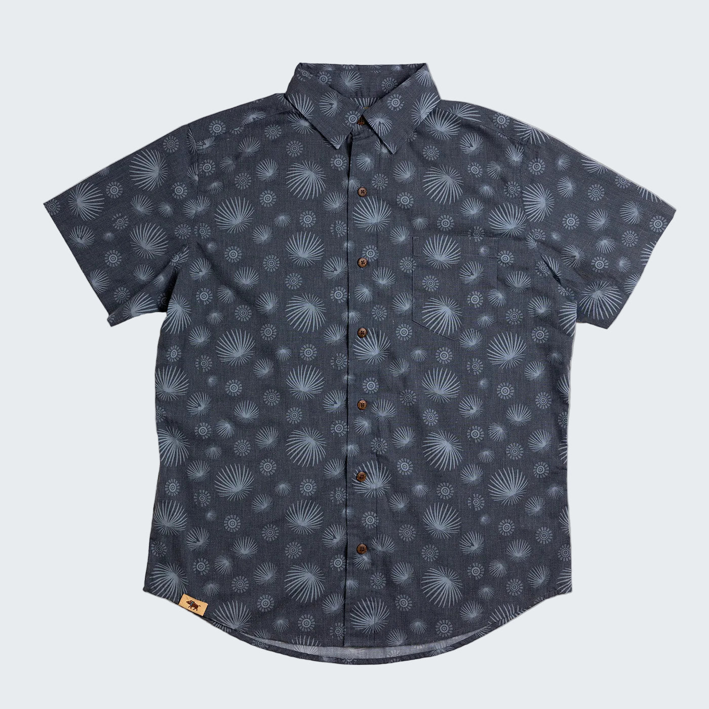 Short-sleeve shirt with a pattern on a white background