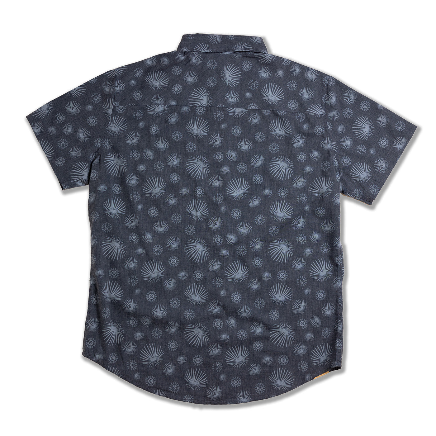 Short-sleeve shirt with a geometric pattern on a white background