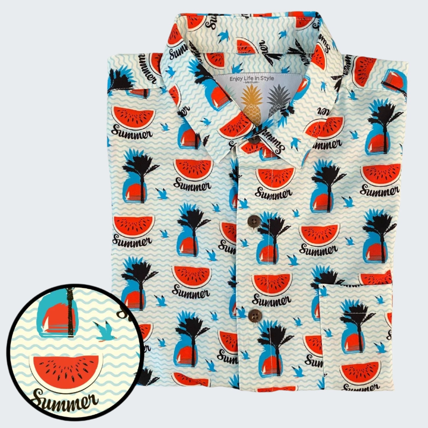 Super Stretch - Watermelon Palms Hawaiian Shirt