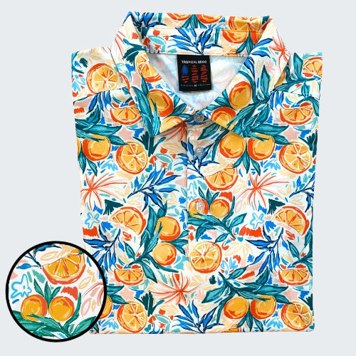 Hoodie with tropical fruit pattern on a white background