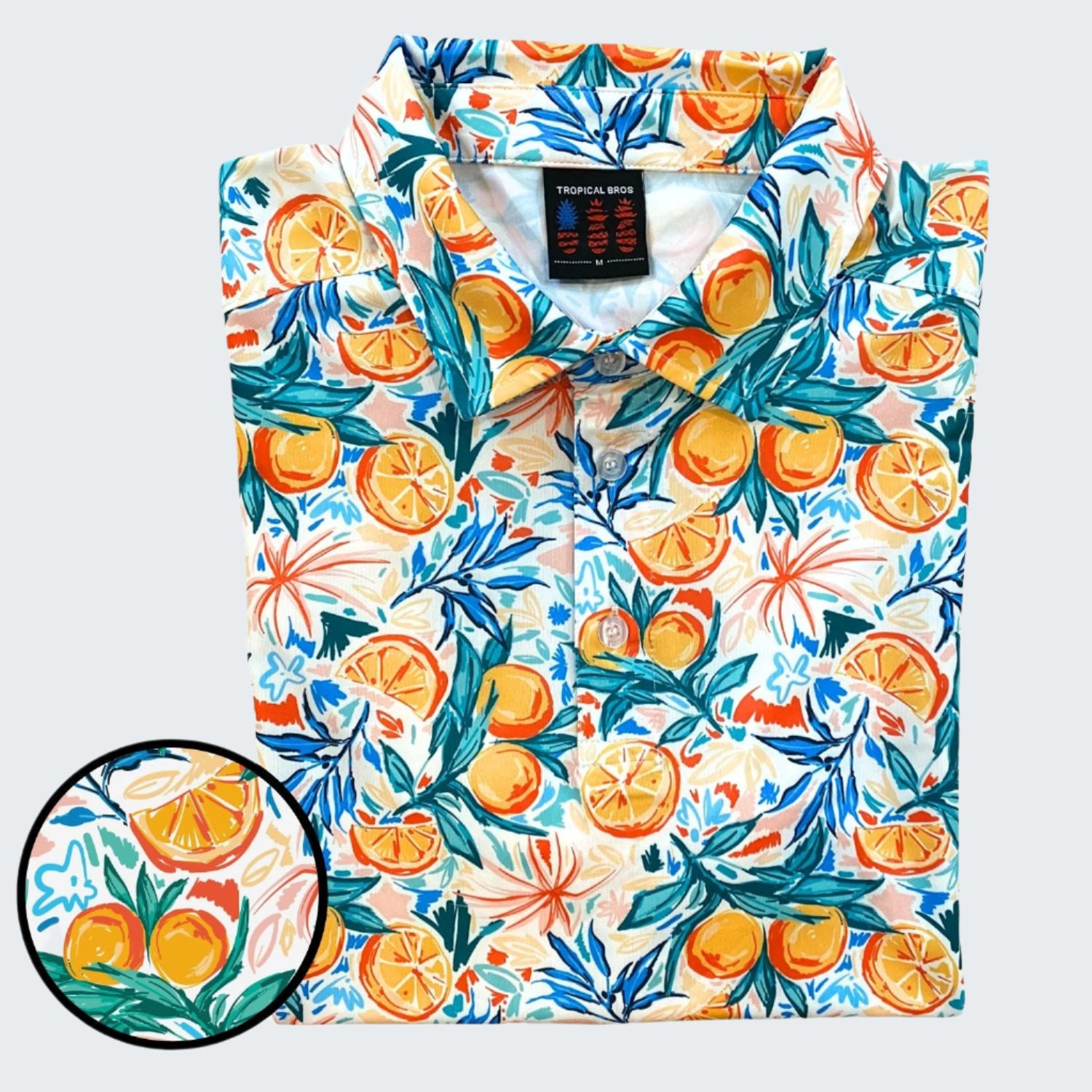Hoodie with tropical fruit pattern on a white background