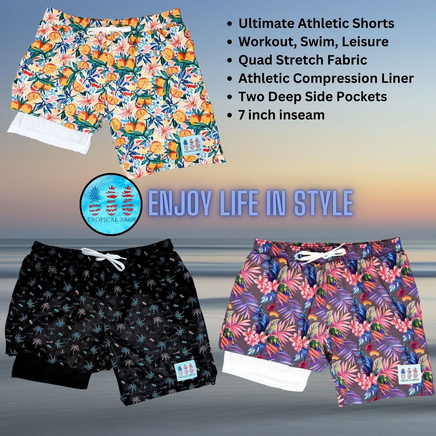 Vacation Palms Swimsuit Shorts