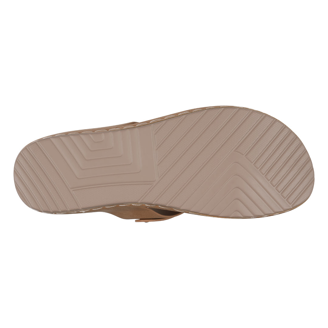 Tan sandal sole on a white background