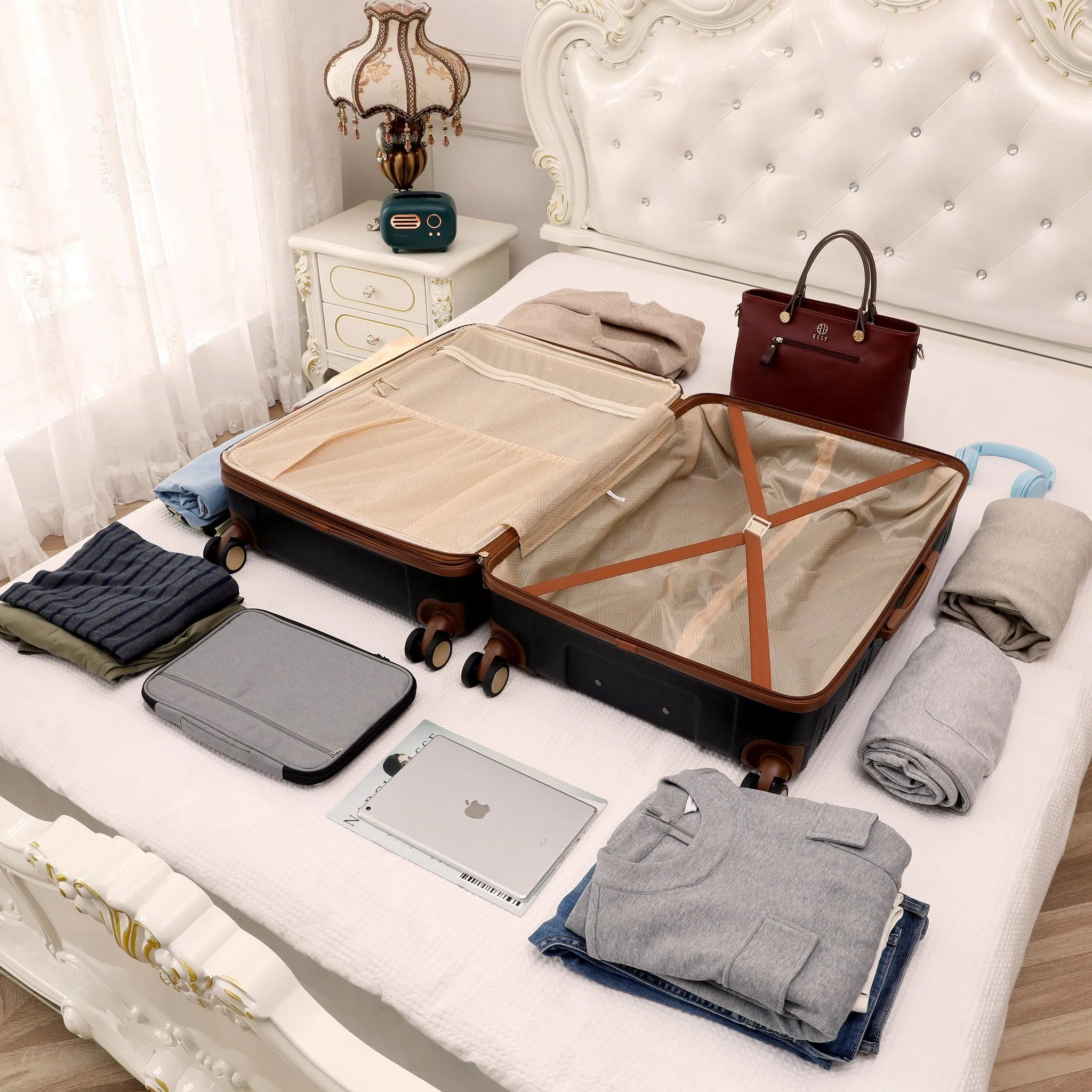 Brickell Three Piece Expandable Retro Luggage Set