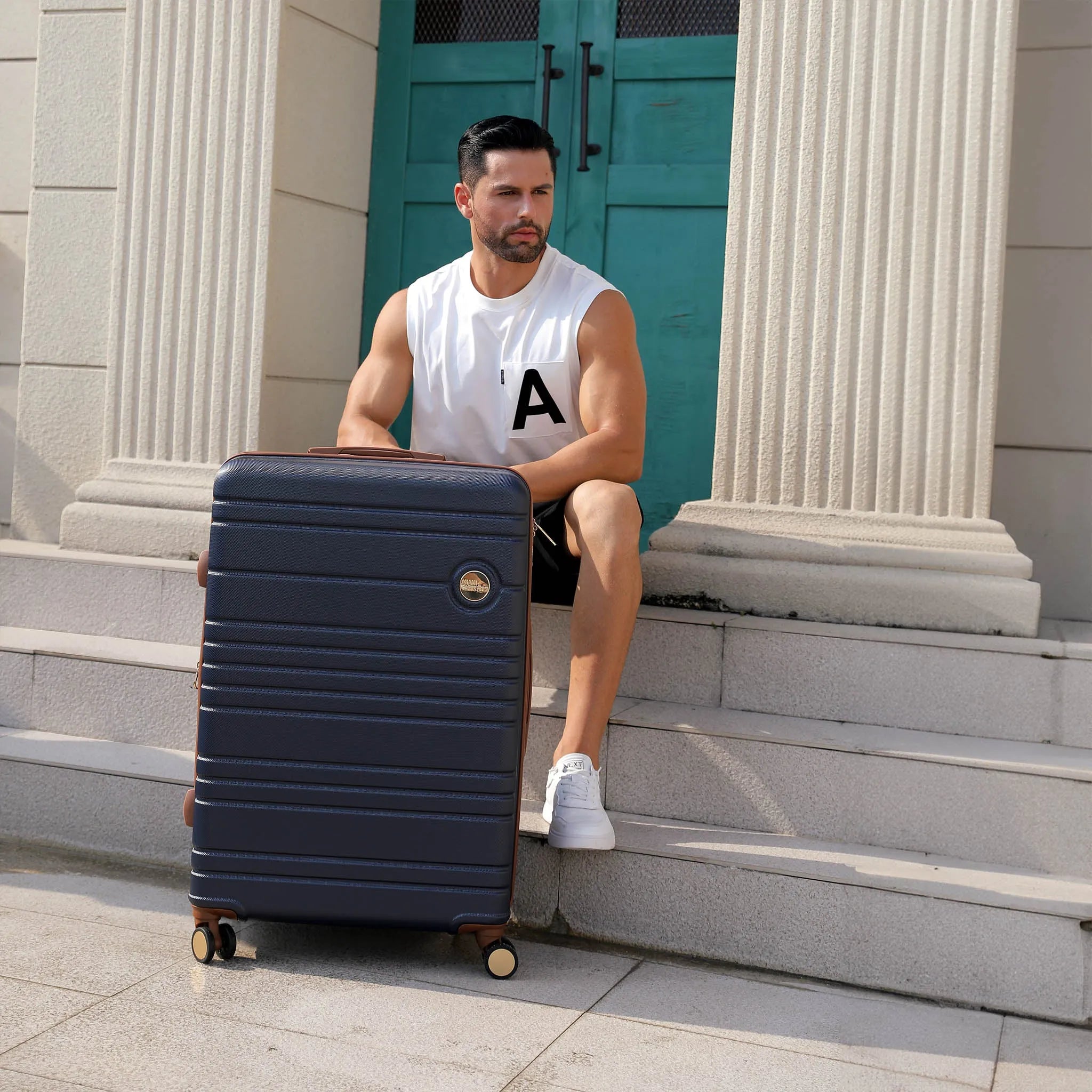 Brickell Three Piece Expandable Retro Luggage Set