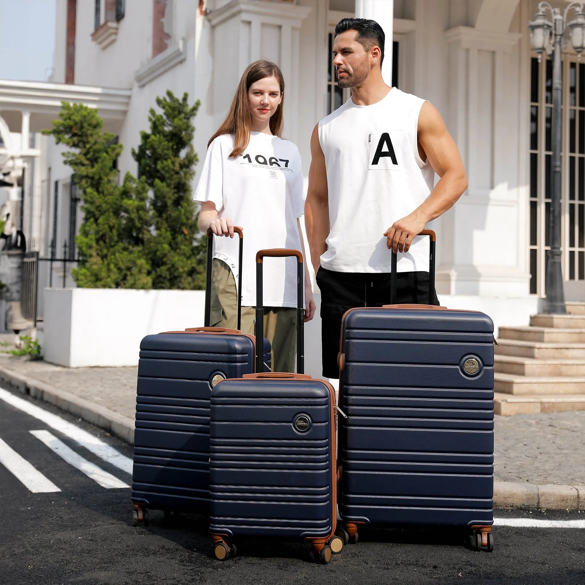Brickell Three Piece Expandable Retro Luggage Set