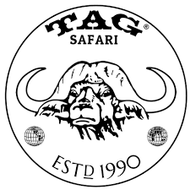 Logo of TAG Safari with a stylized image of a buffalo and establishment year 1990.