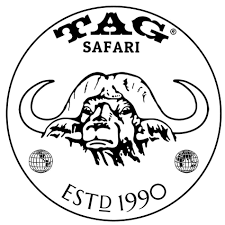 Logo of TAG Safari with a stylized image of a buffalo and establishment year 1990.
